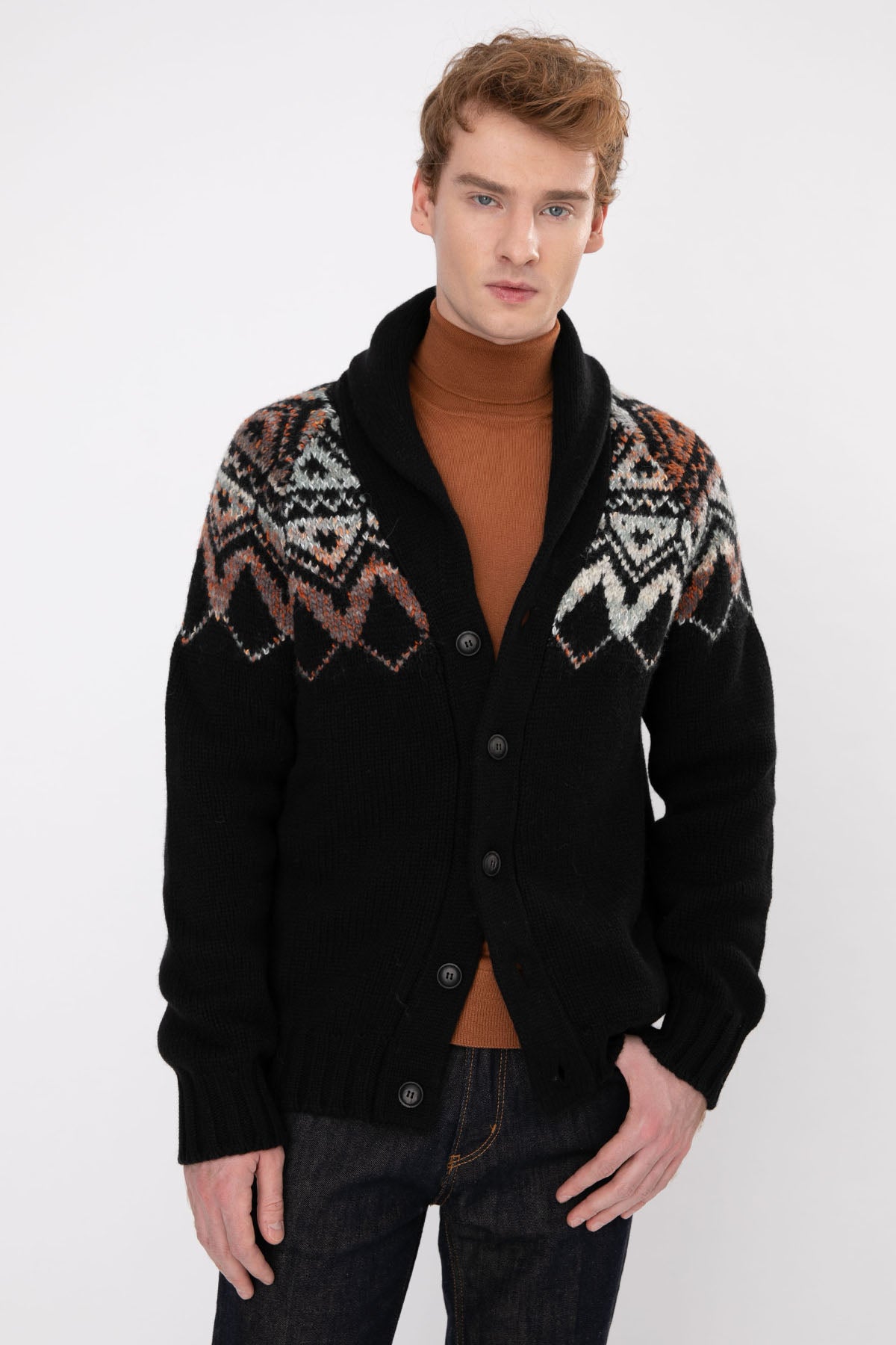 Gran Sasso Şal Yaka Yün Örgü Triko Ceket-Libas Trendy Fashion Store