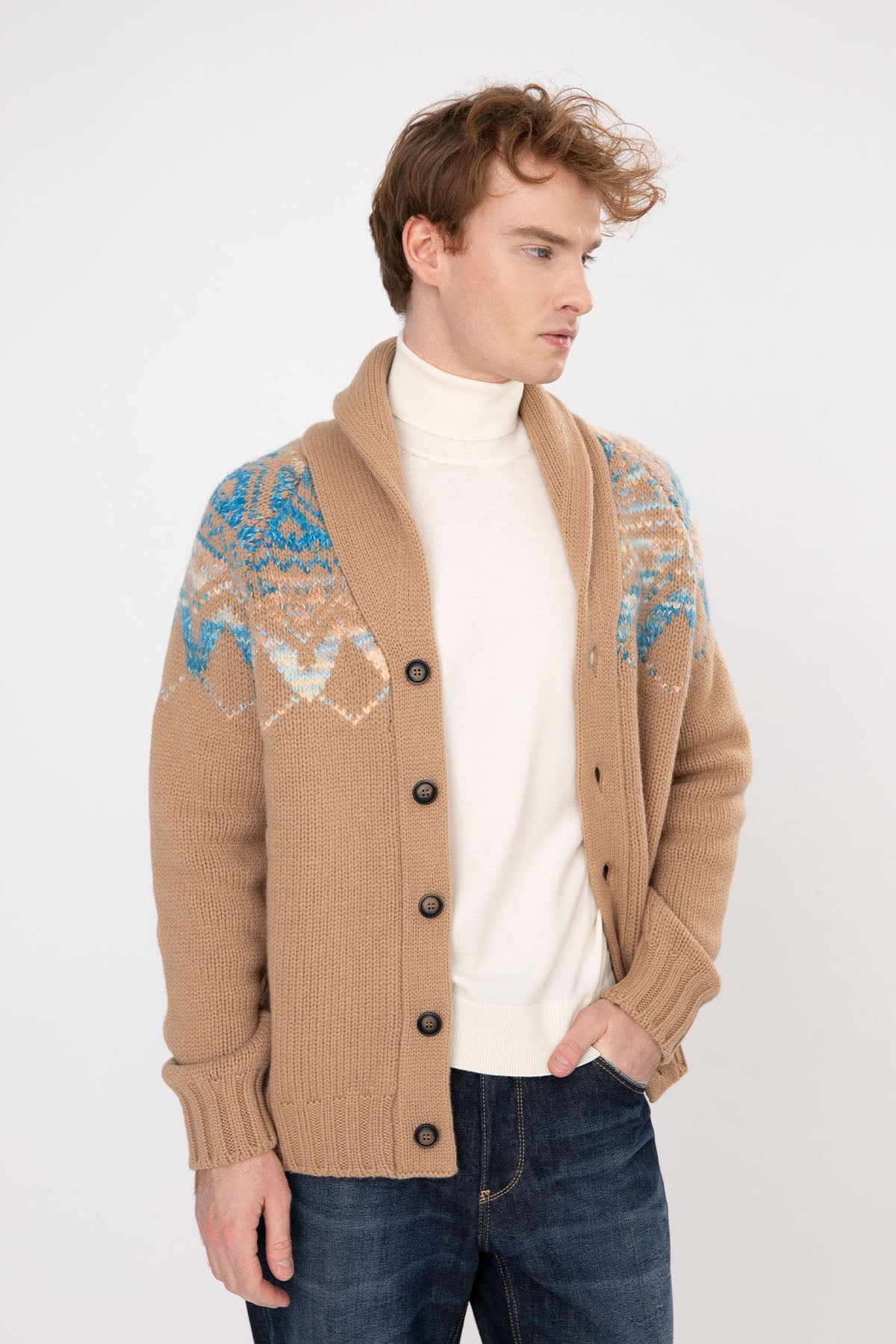 Gran Sasso Şal Yaka Yün Örgü Triko Ceket-Libas Trendy Fashion Store