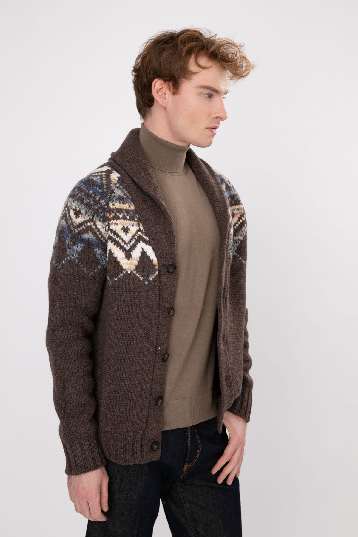 Gran Sasso Şal Yaka Yün Örgü Triko Ceket-Libas Trendy Fashion Store