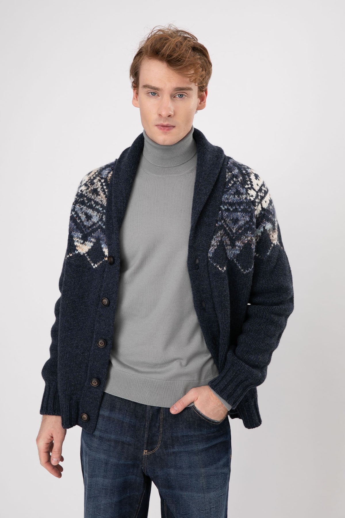 Gran Sasso Şal Yaka Yün Örgü Triko Ceket-Libas Trendy Fashion Store