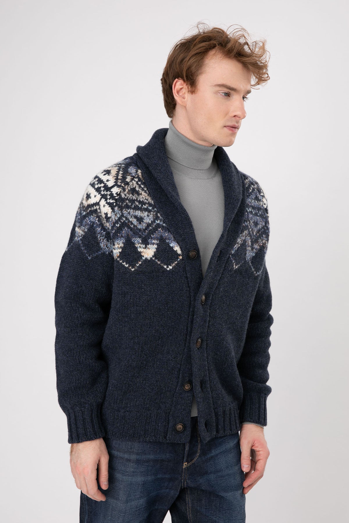 Gran Sasso Şal Yaka Yün Örgü Triko Ceket-Libas Trendy Fashion Store