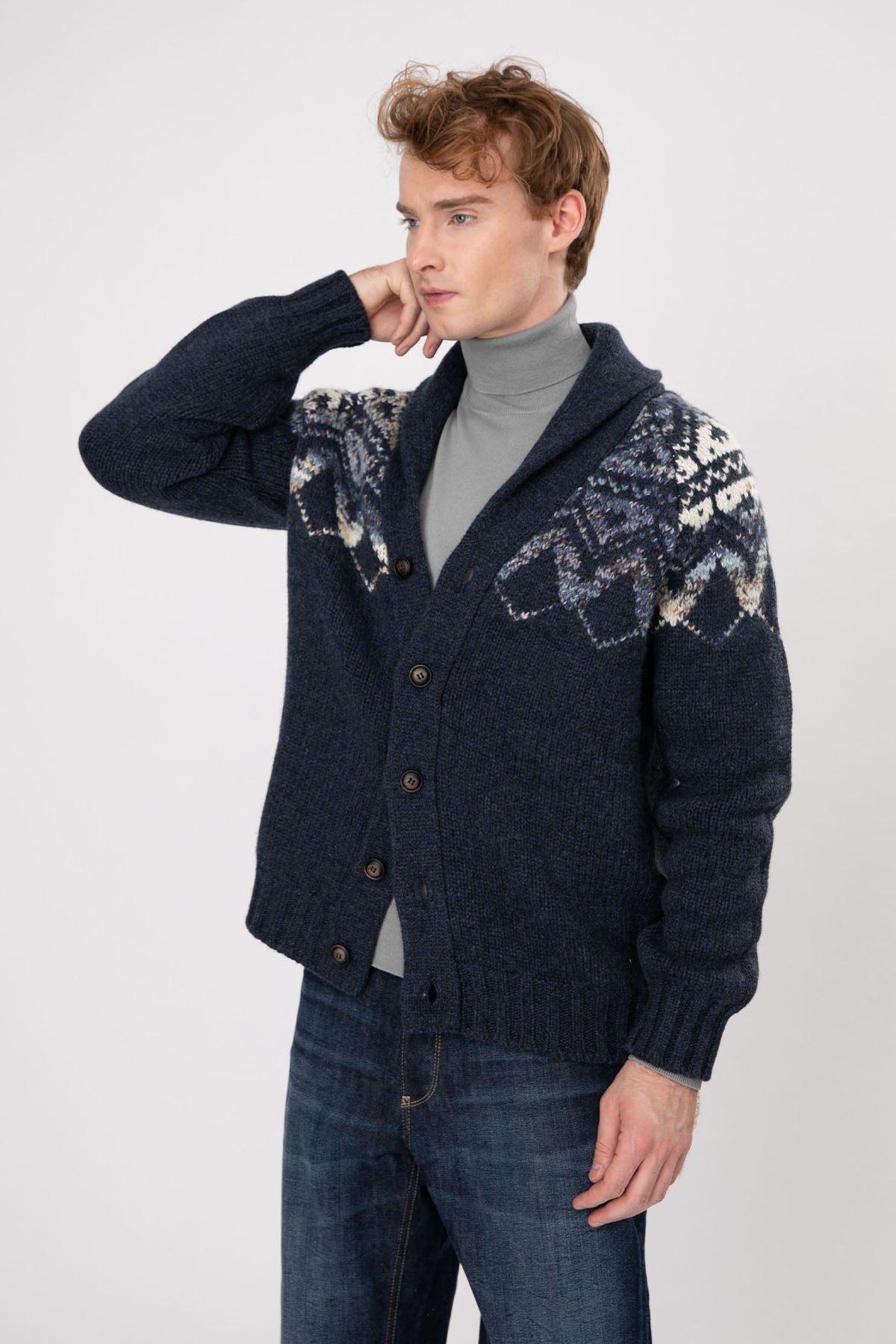 Gran Sasso Şal Yaka Yün Örgü Triko Ceket-Libas Trendy Fashion Store