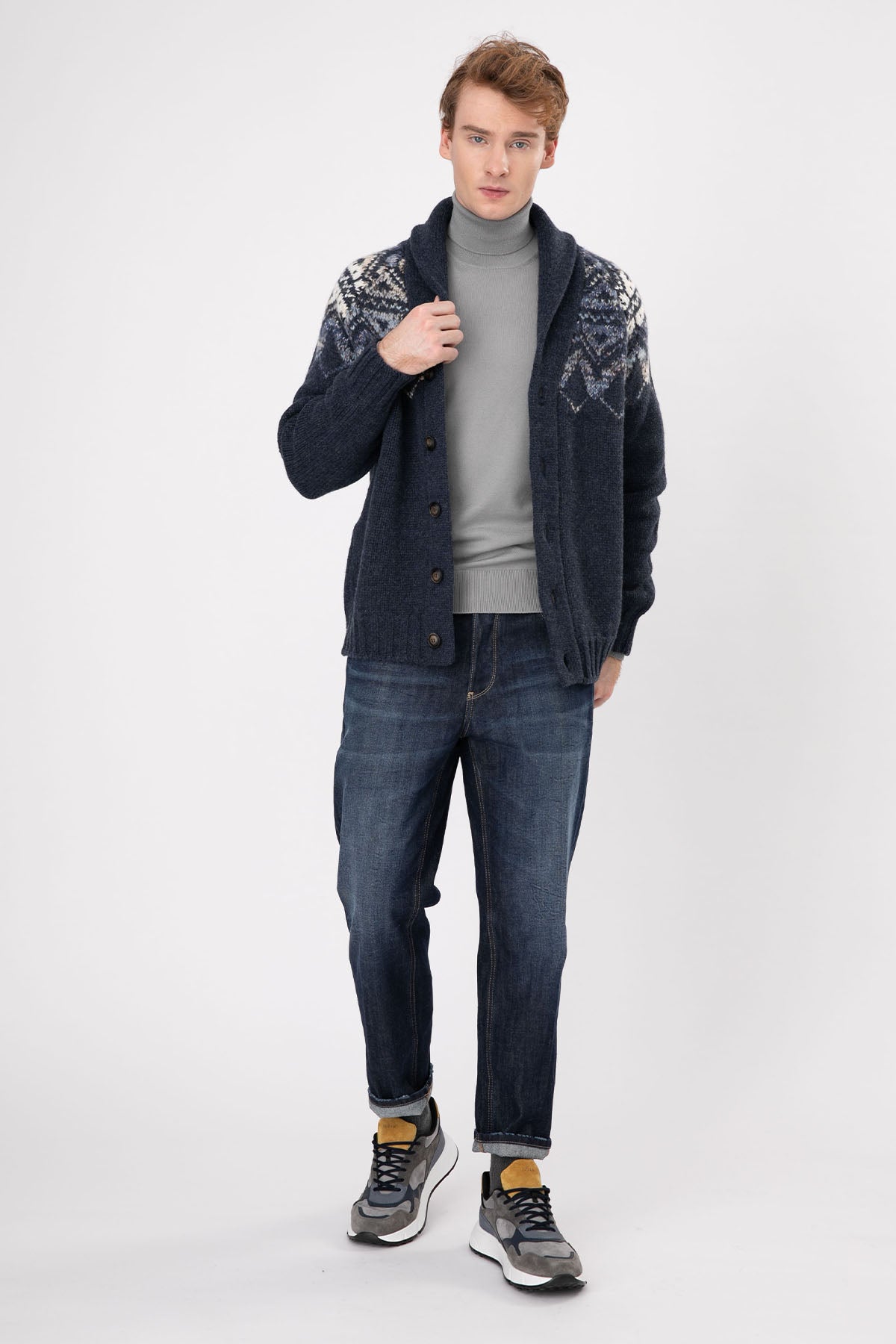 Gran Sasso Şal Yaka Yün Örgü Triko Ceket-Libas Trendy Fashion Store