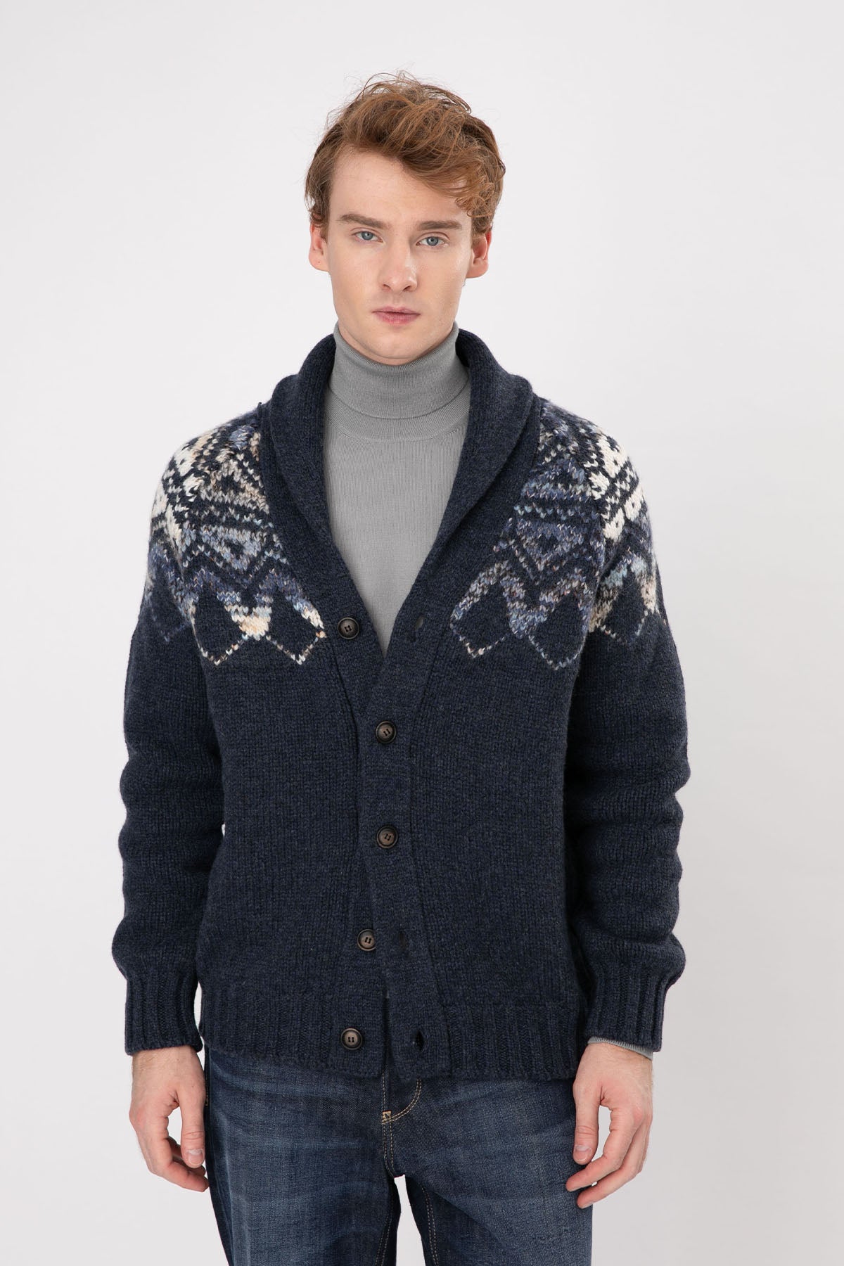 Gran Sasso Şal Yaka Yün Örgü Triko Ceket-Libas Trendy Fashion Store