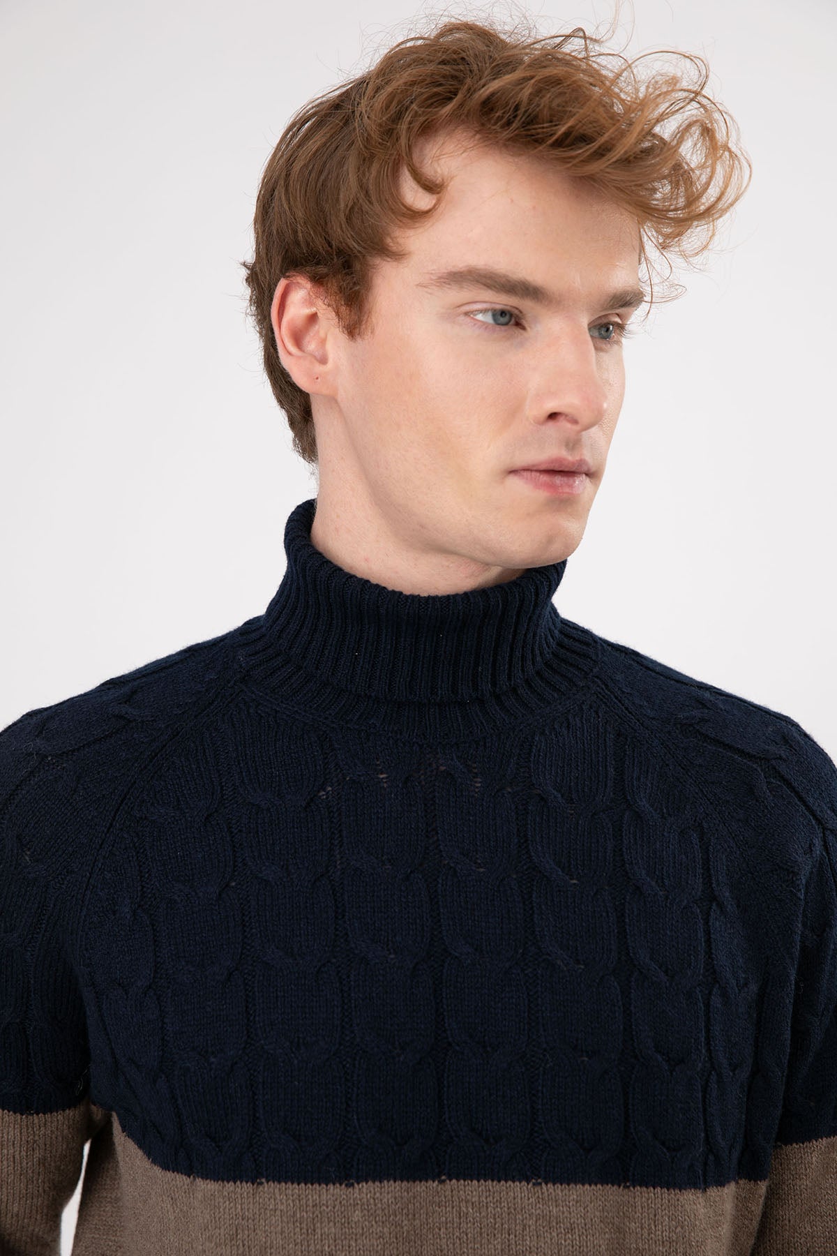 Gran Sasso Balıkçı Yaka Saç Örgü Yün Triko-Libas Trendy Fashion Store