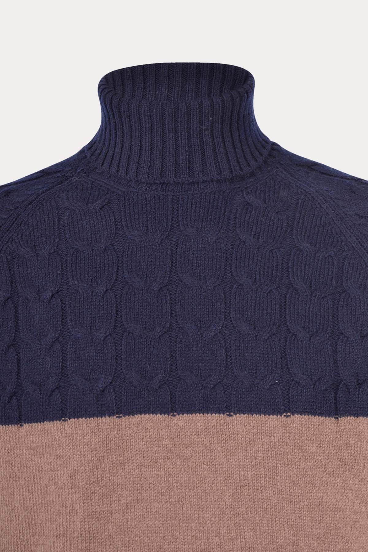 Gran Sasso Balıkçı Yaka Saç Örgü Yün Triko-Libas Trendy Fashion Store