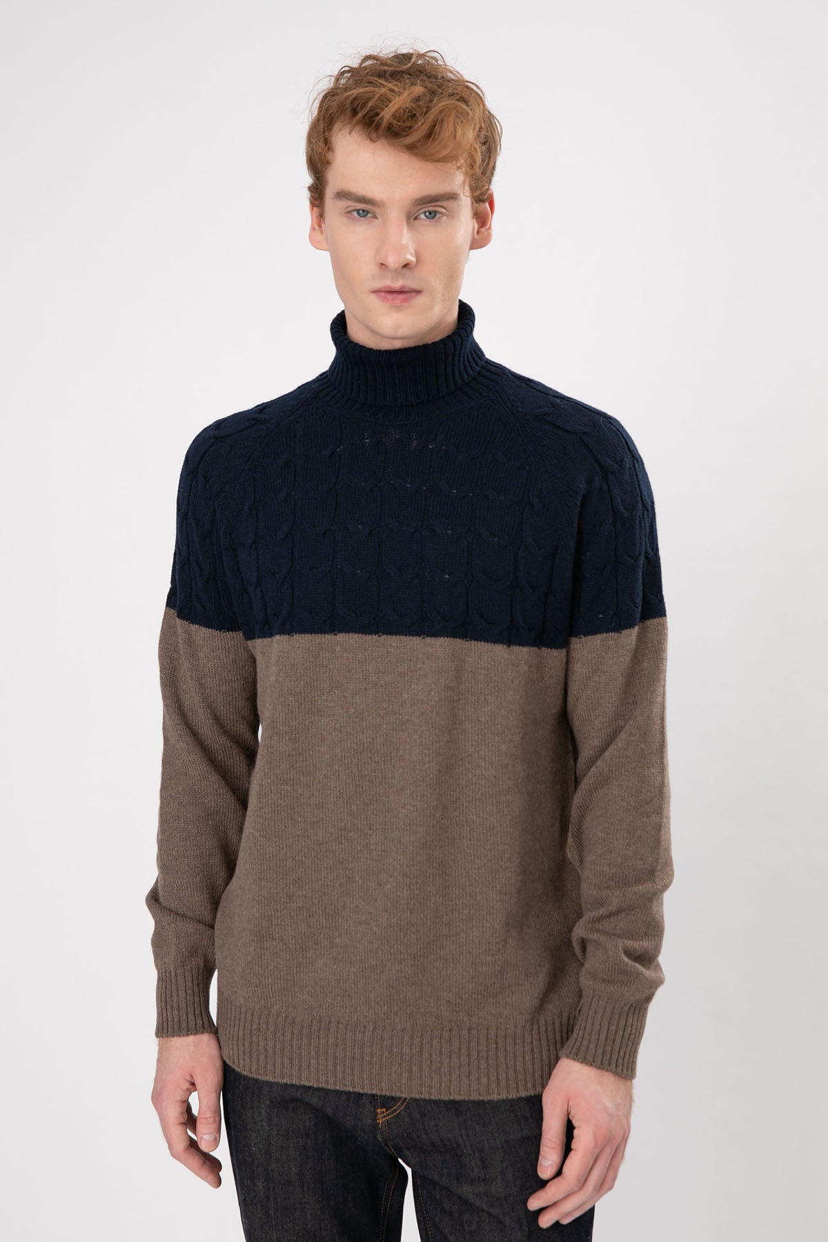 Gran Sasso Balıkçı Yaka Saç Örgü Yün Triko-Libas Trendy Fashion Store