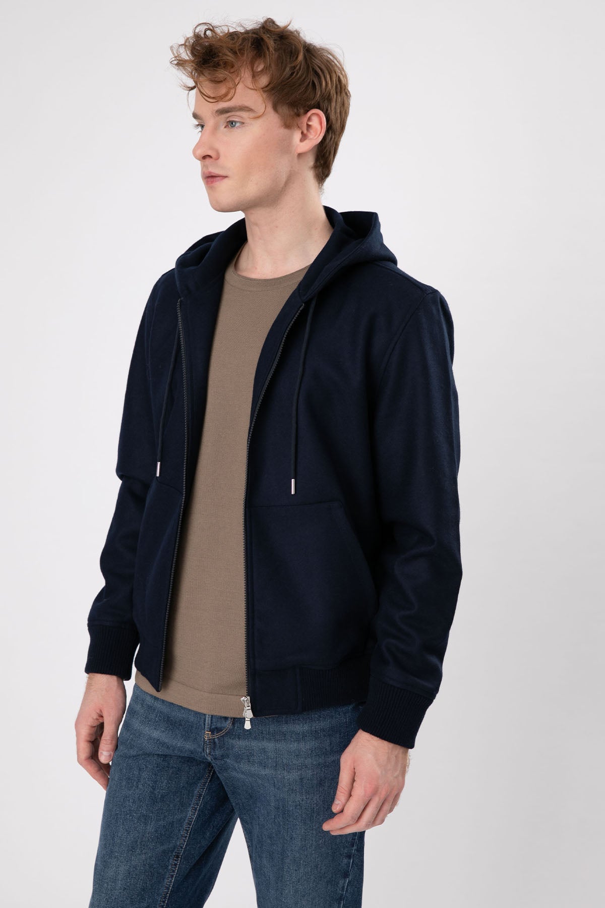 Gran Sasso Kapüşonlu Yün Sweatshirt Ceket-Libas Trendy Fashion Store