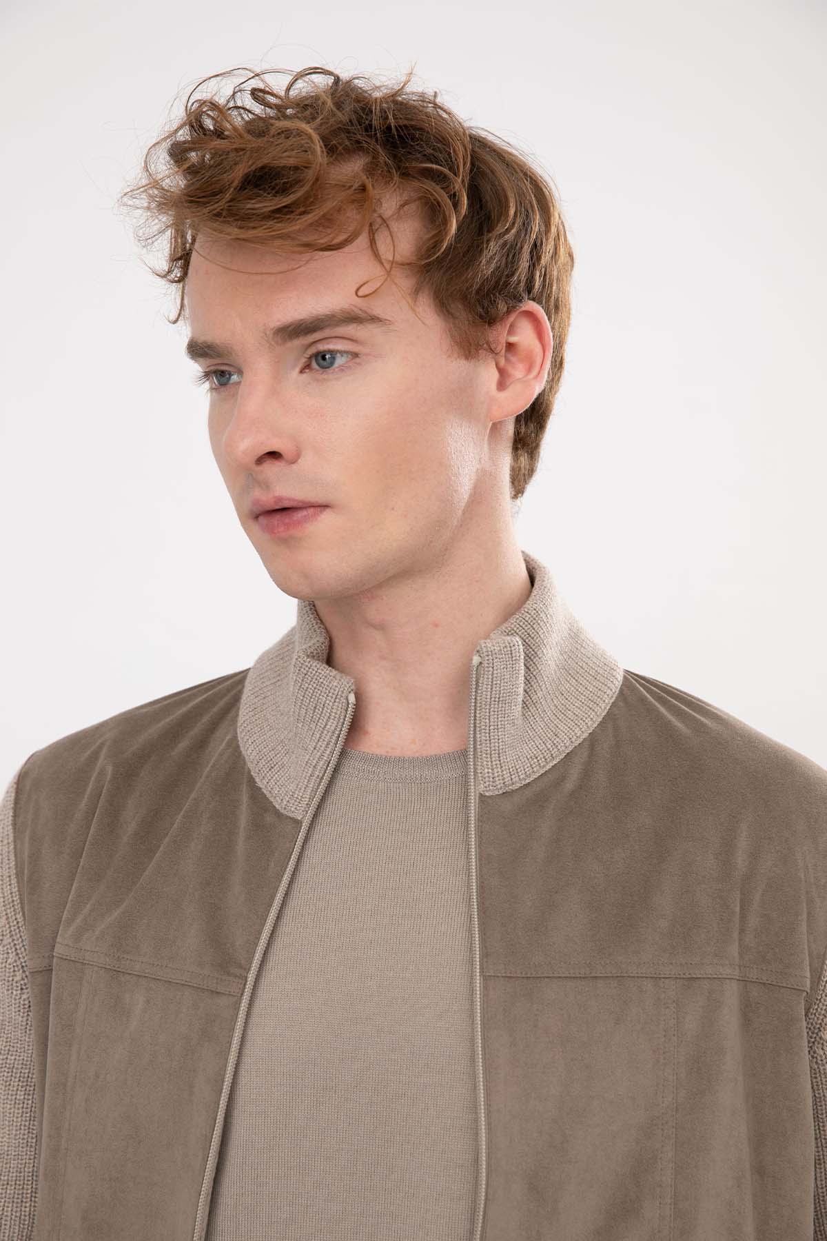 Gran Sasso Dik Yaka Alcantara Yün Triko Ceket-Libas Trendy Fashion Store