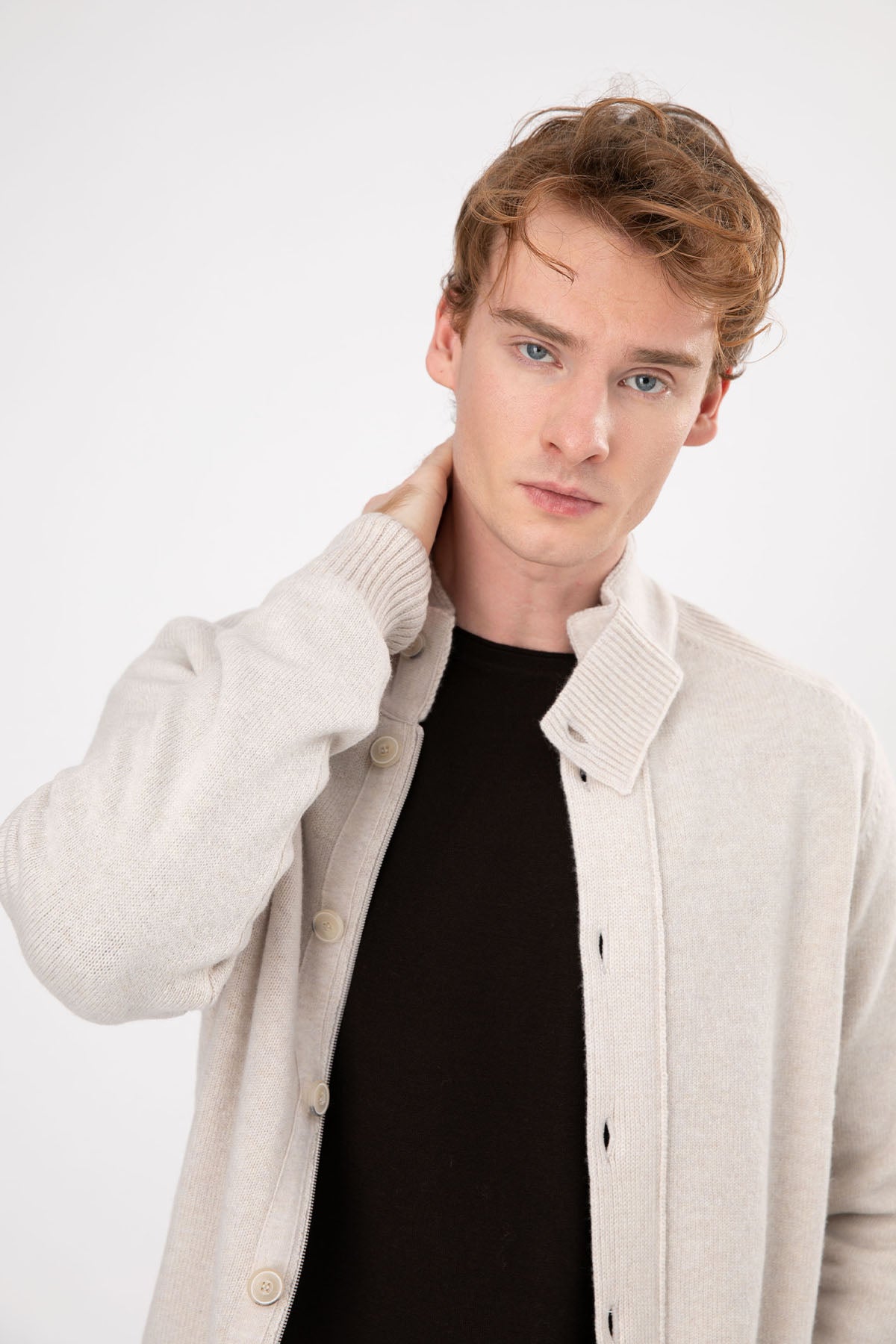 Gran Sasso Dik Yaka Yün Örgü Triko Ceket-Libas Trendy Fashion Store