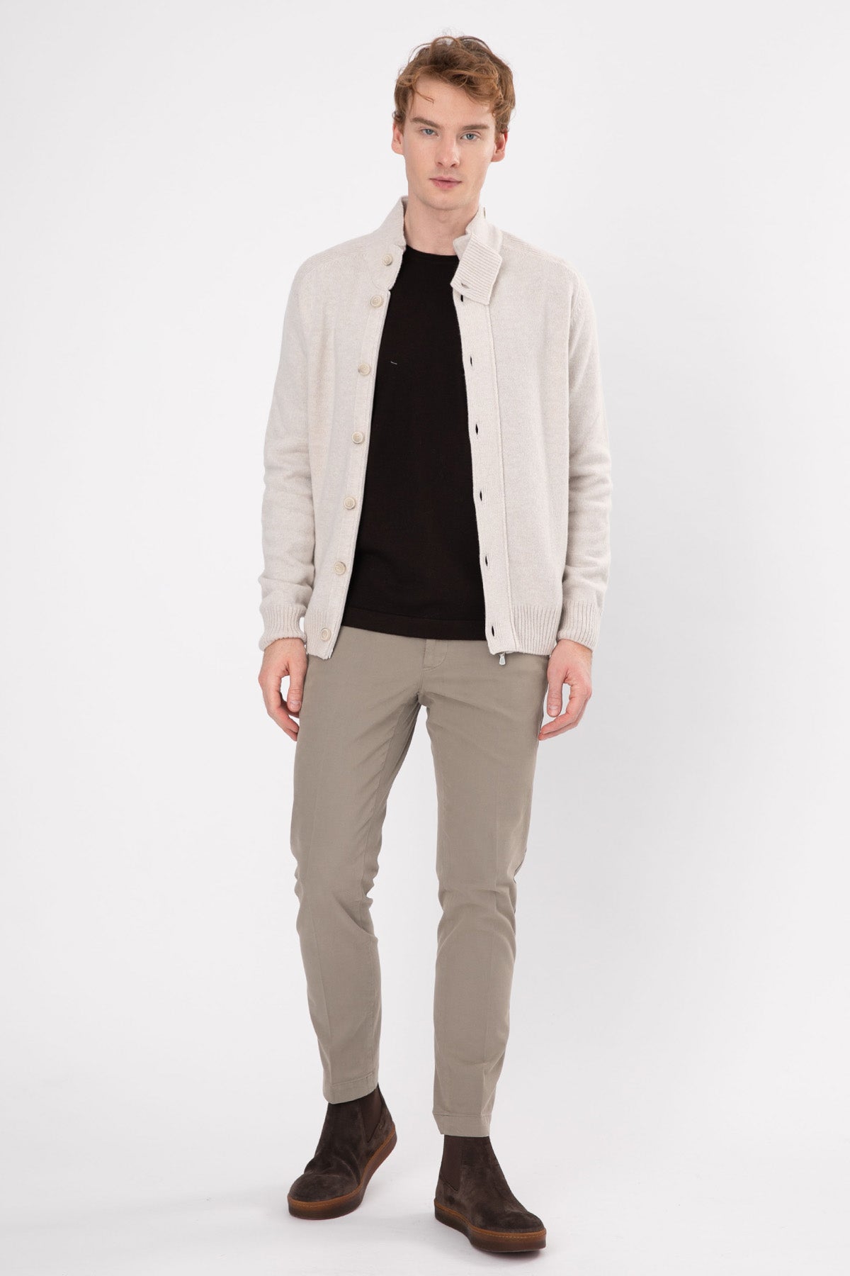 Gran Sasso Dik Yaka Yün Örgü Triko Ceket-Libas Trendy Fashion Store