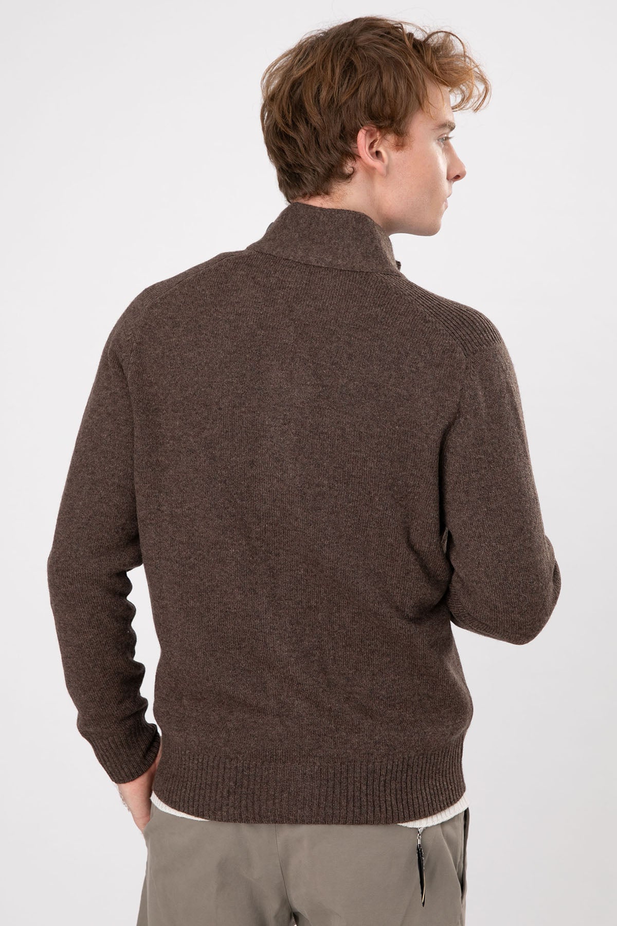 Gran Sasso Dik Yaka Yün Örgü Triko Ceket-Libas Trendy Fashion Store