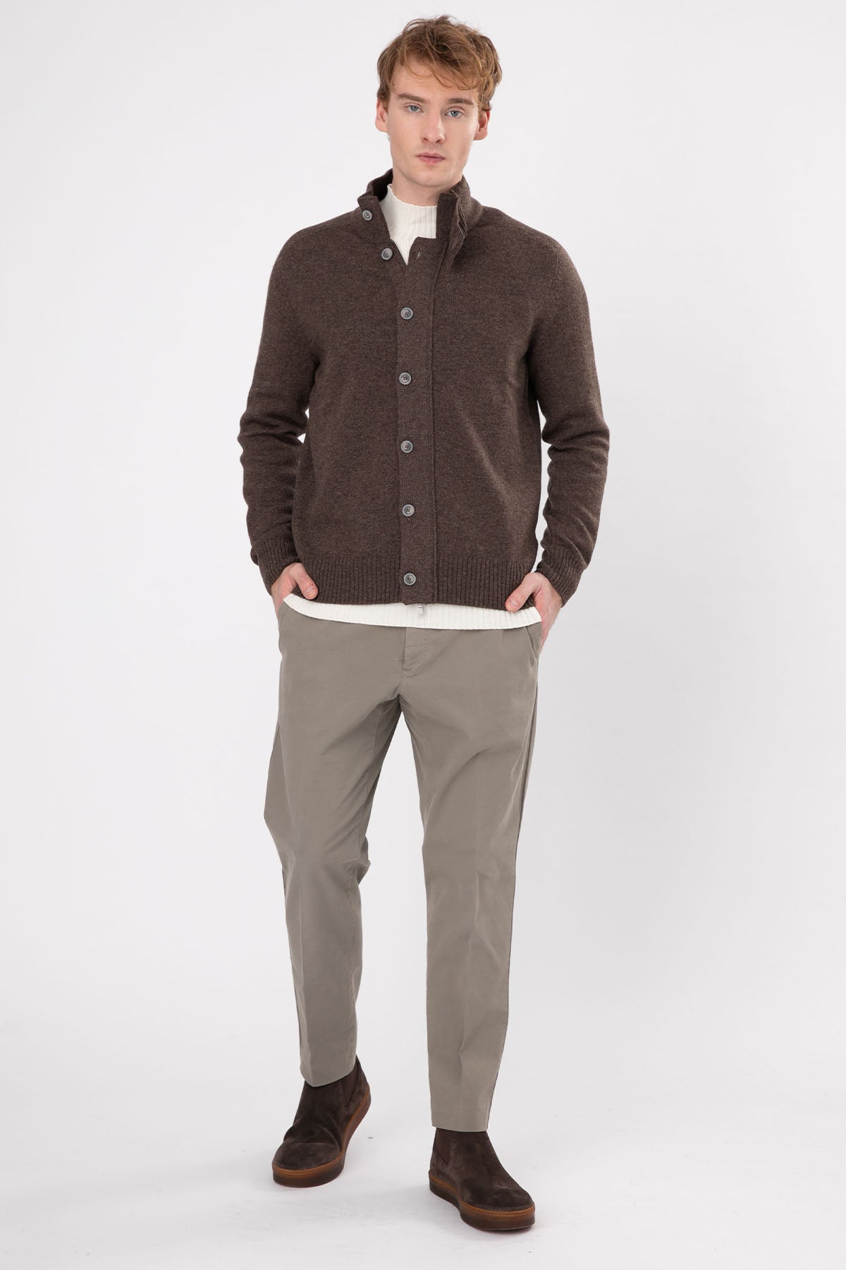 Gran Sasso Dik Yaka Yün Örgü Triko Ceket-Libas Trendy Fashion Store