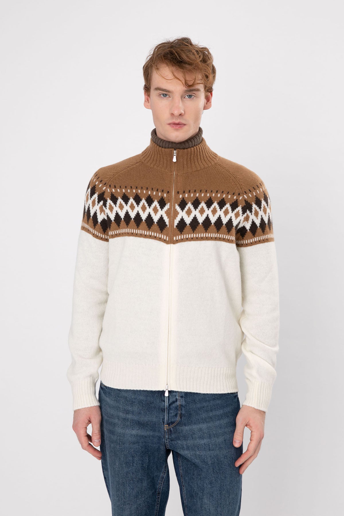 Gran Sasso Dik Yaka Yün Örgü Triko Ceket-Libas Trendy Fashion Store