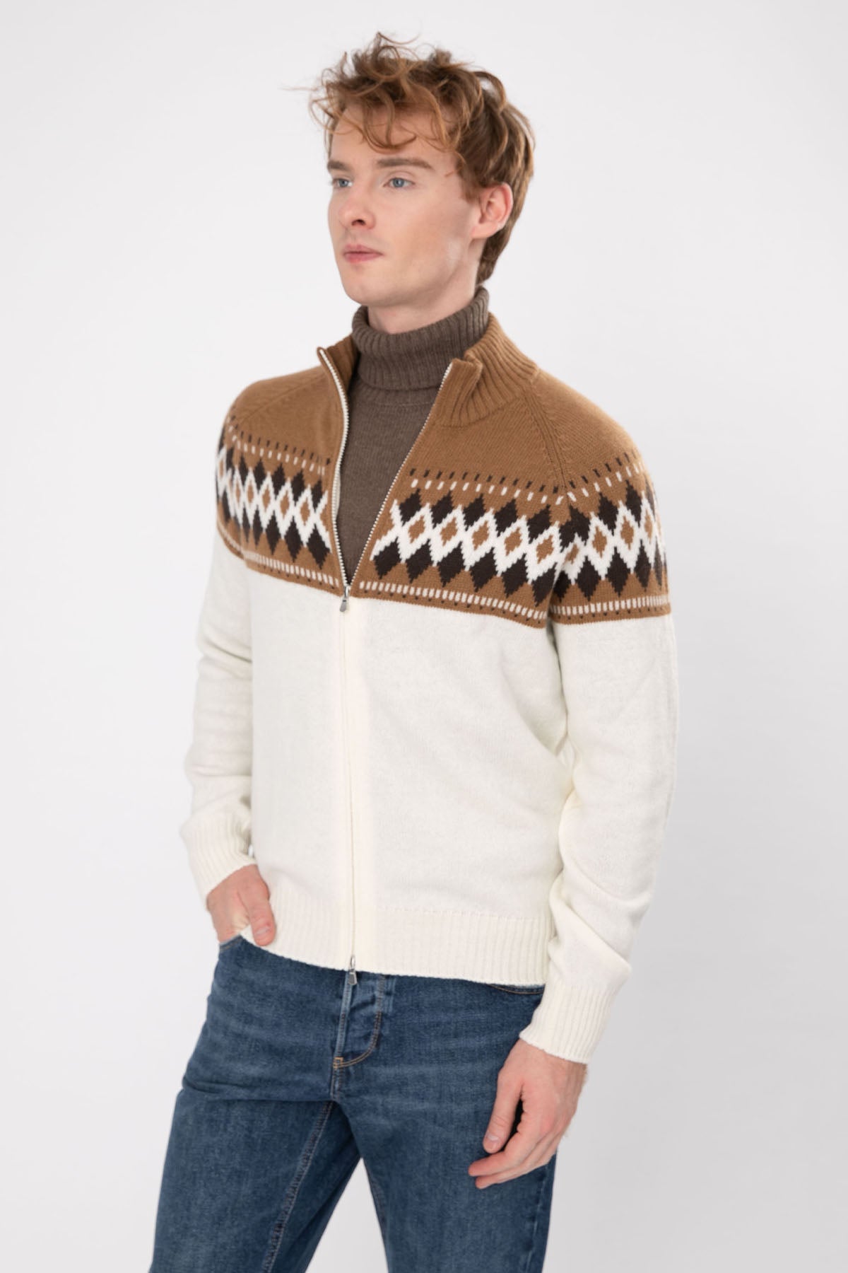 Gran Sasso Dik Yaka Yün Örgü Triko Ceket-Libas Trendy Fashion Store