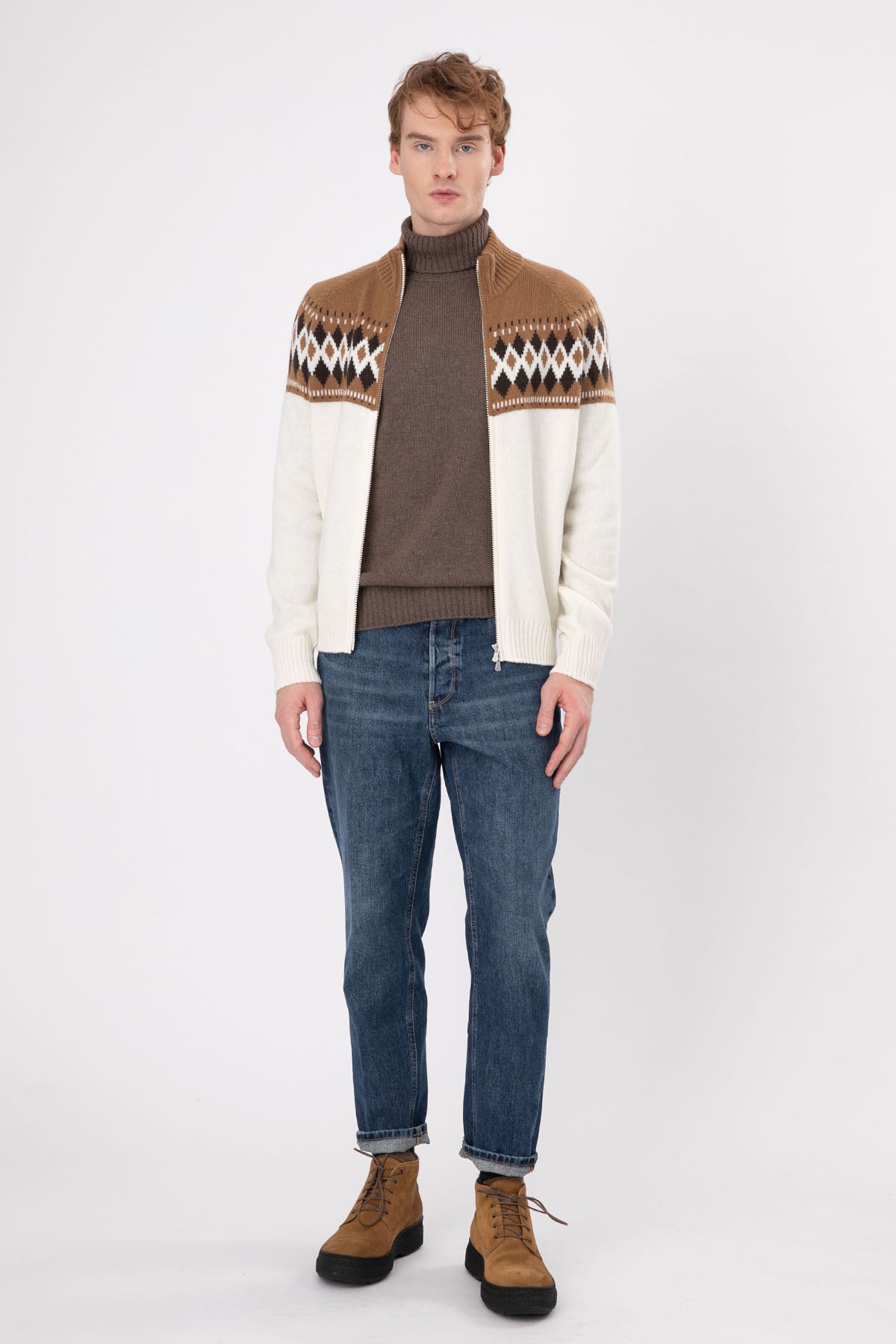 Gran Sasso Dik Yaka Yün Örgü Triko Ceket-Libas Trendy Fashion Store