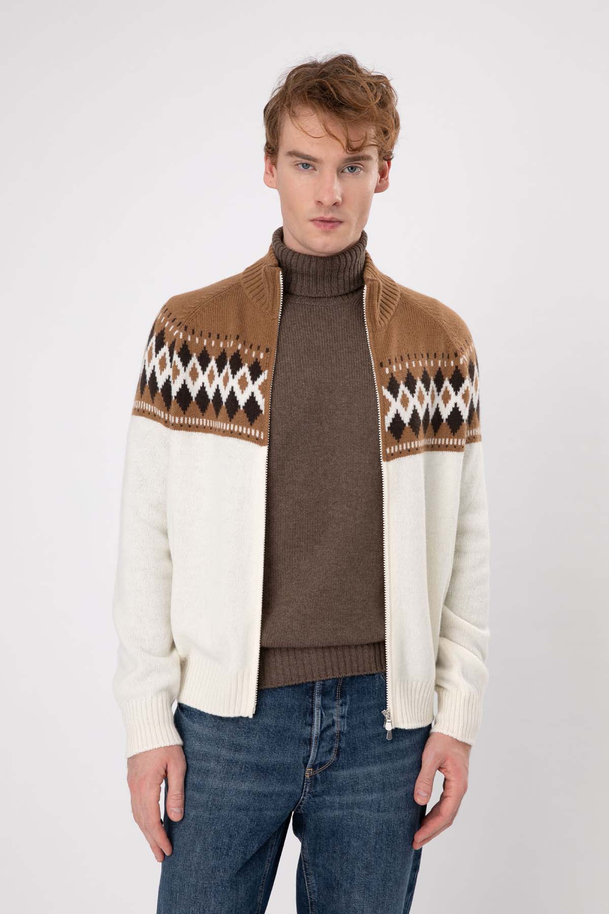 Gran Sasso Dik Yaka Yün Örgü Triko Ceket-Libas Trendy Fashion Store