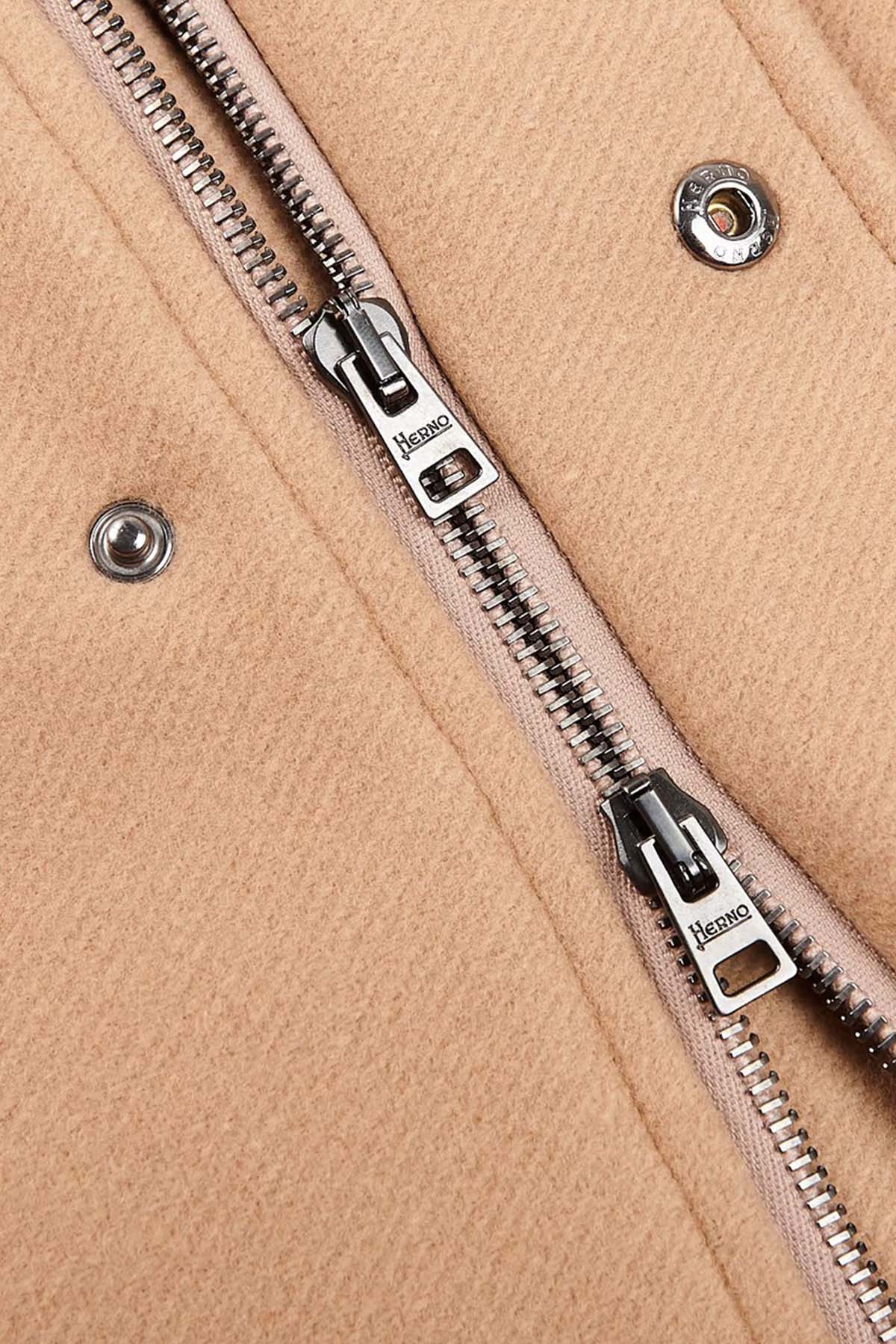 Herno Yakası Eko Kürklü Yün Kaban-Libas Trendy Fashion Store