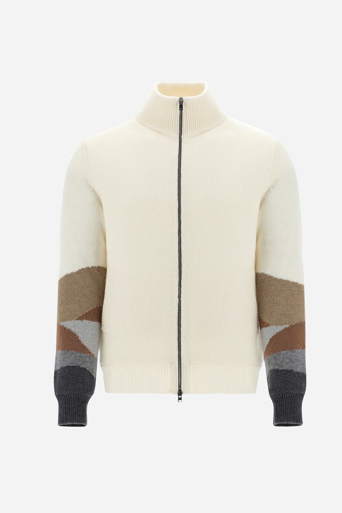 Herno Resort Dik Yaka Fermuarlı Yün Triko Ceket-Libas Trendy Fashion Store