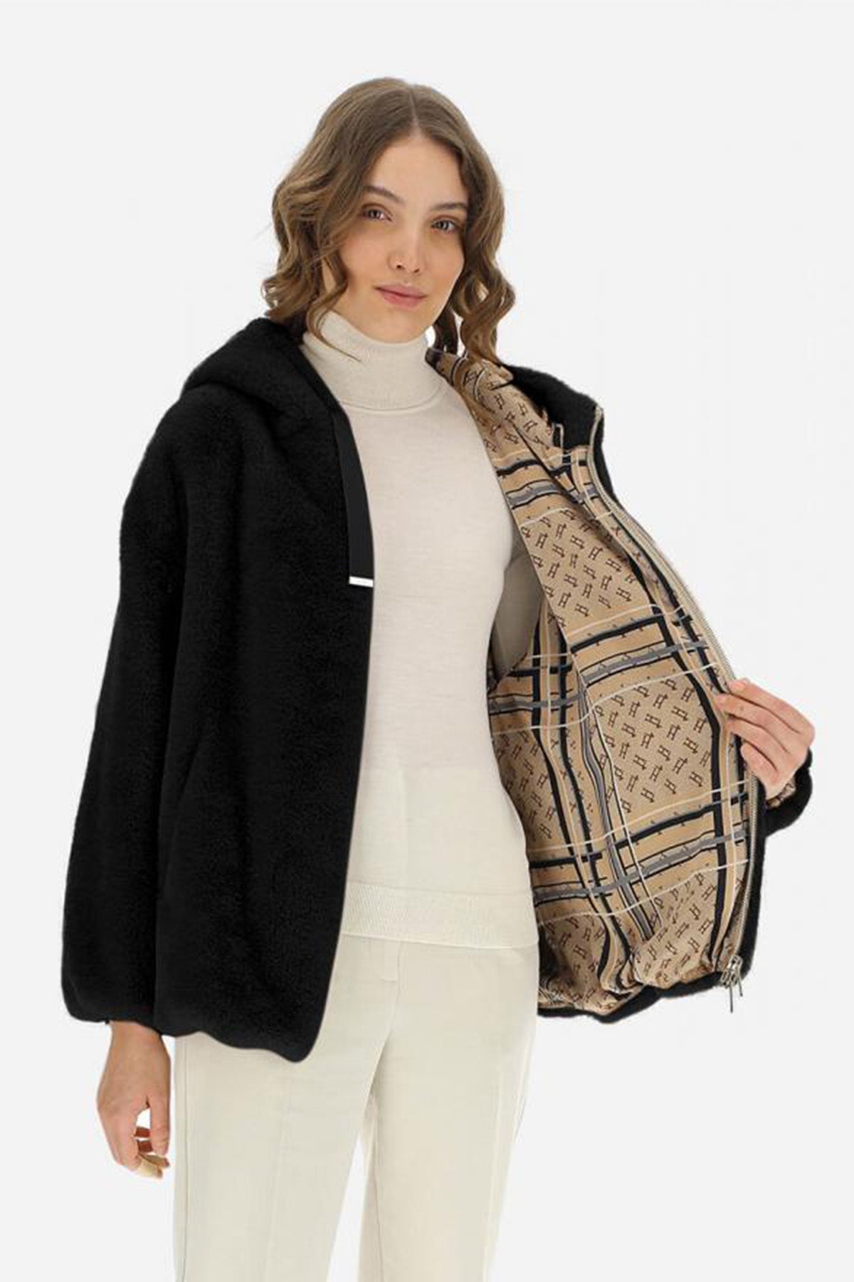 Herno Monogram Logo Astarlı Peluş Mont-Libas Trendy Fashion Store