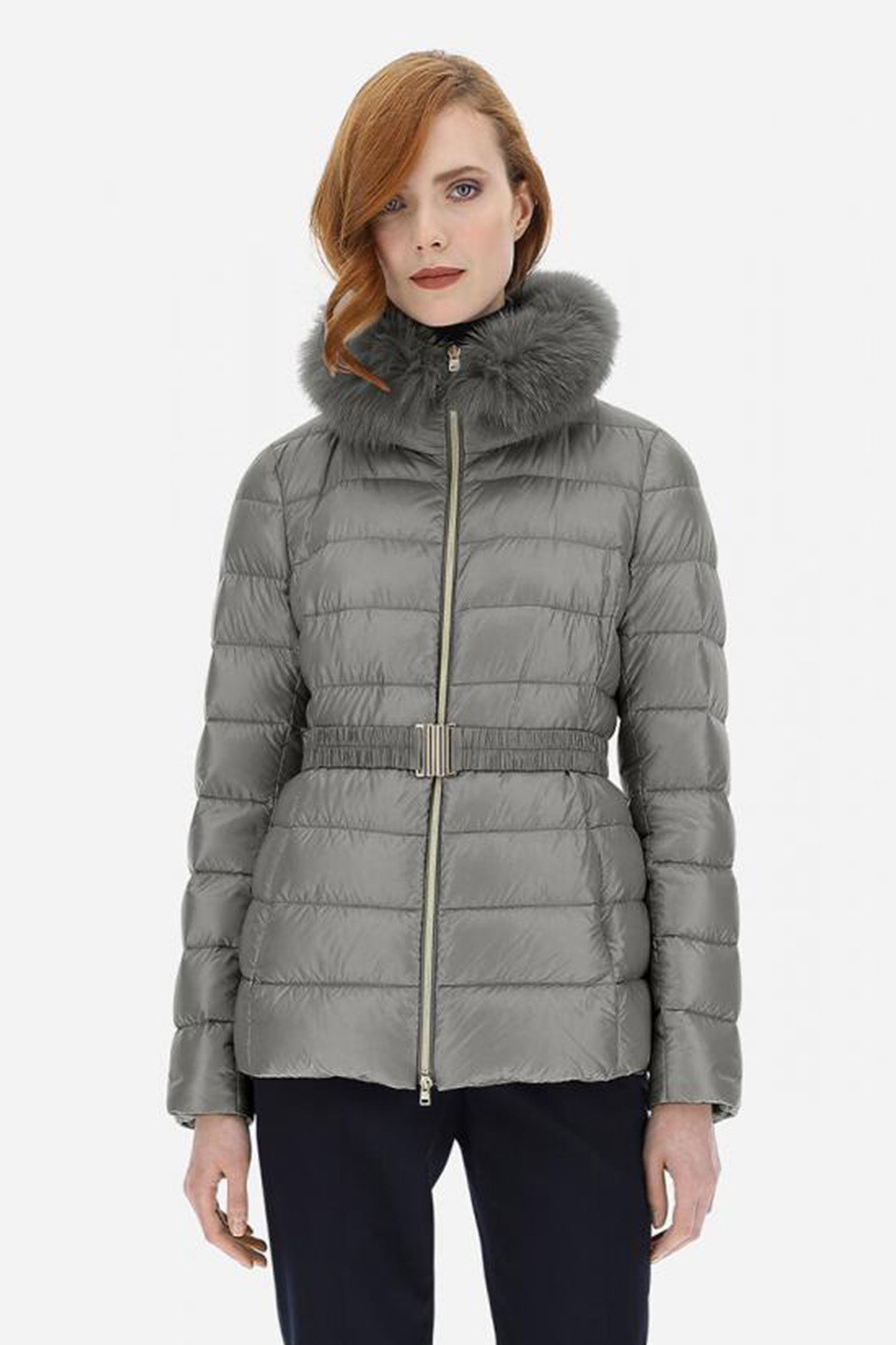 Herno Claudia Kemerli Kürklü Yaka Puffer Mont-Libas Trendy Fashion Store
