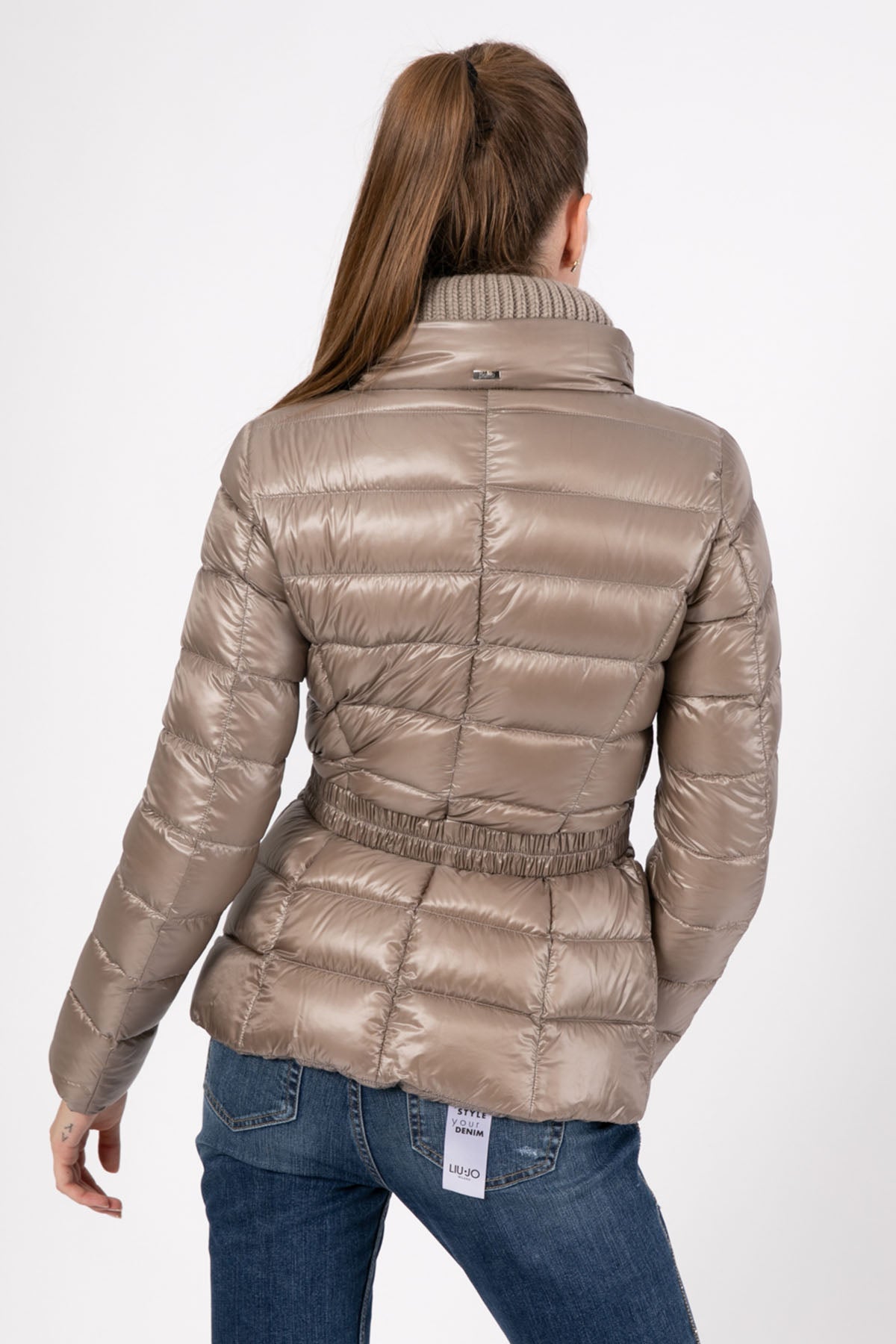 Herno Yakası Triko Detaylı Belden Kemerli Puffer Mont-Libas Trendy Fashion Store