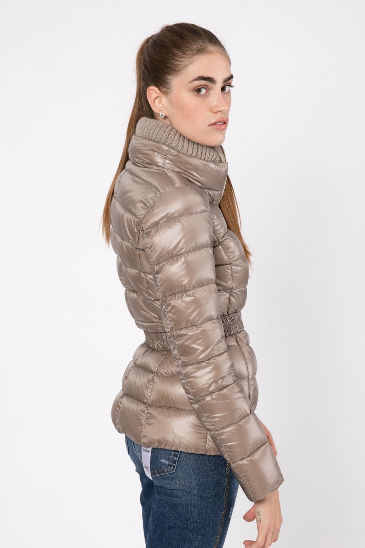 Herno Yakası Triko Detaylı Belden Kemerli Puffer Mont-Libas Trendy Fashion Store