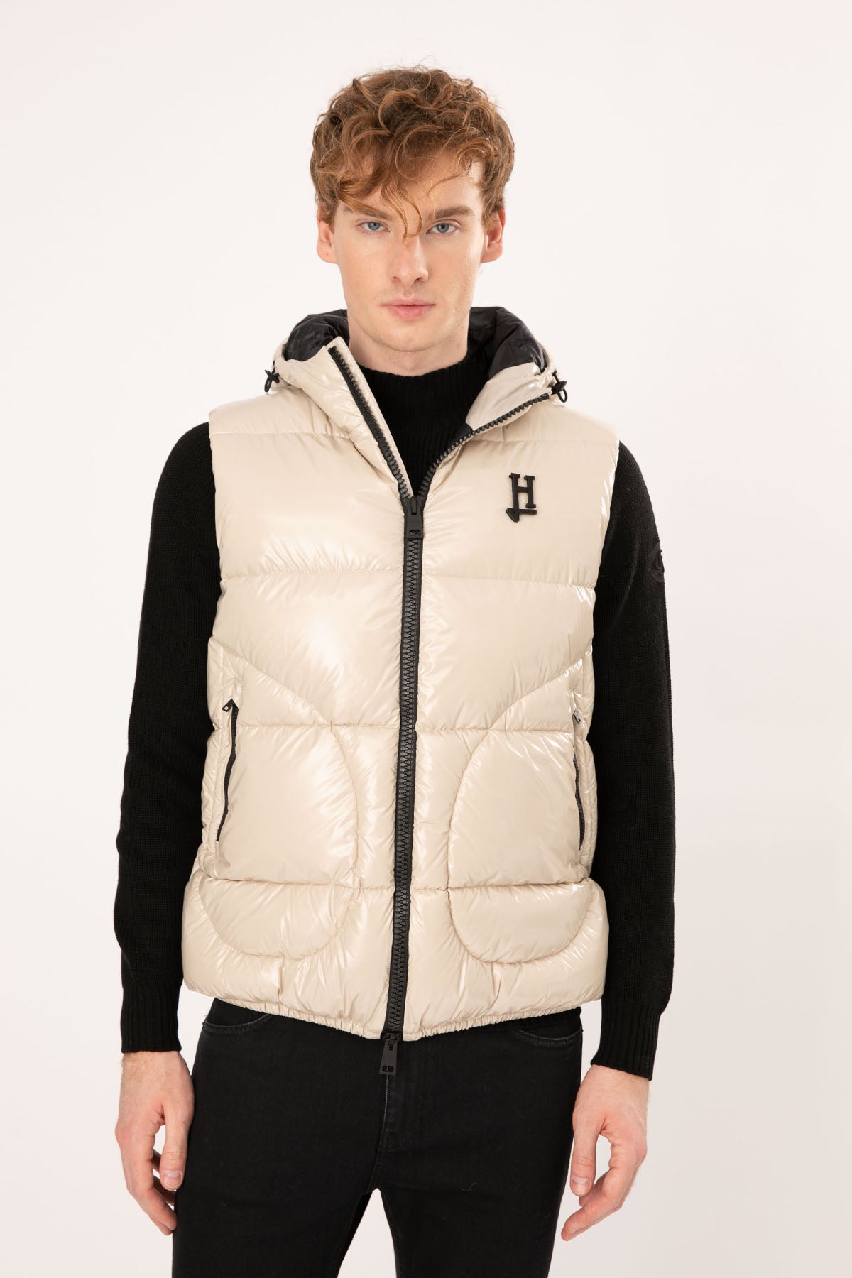 Herno Kapüşonlu Parlak Puffer Yelek-Libas Trendy Fashion Store