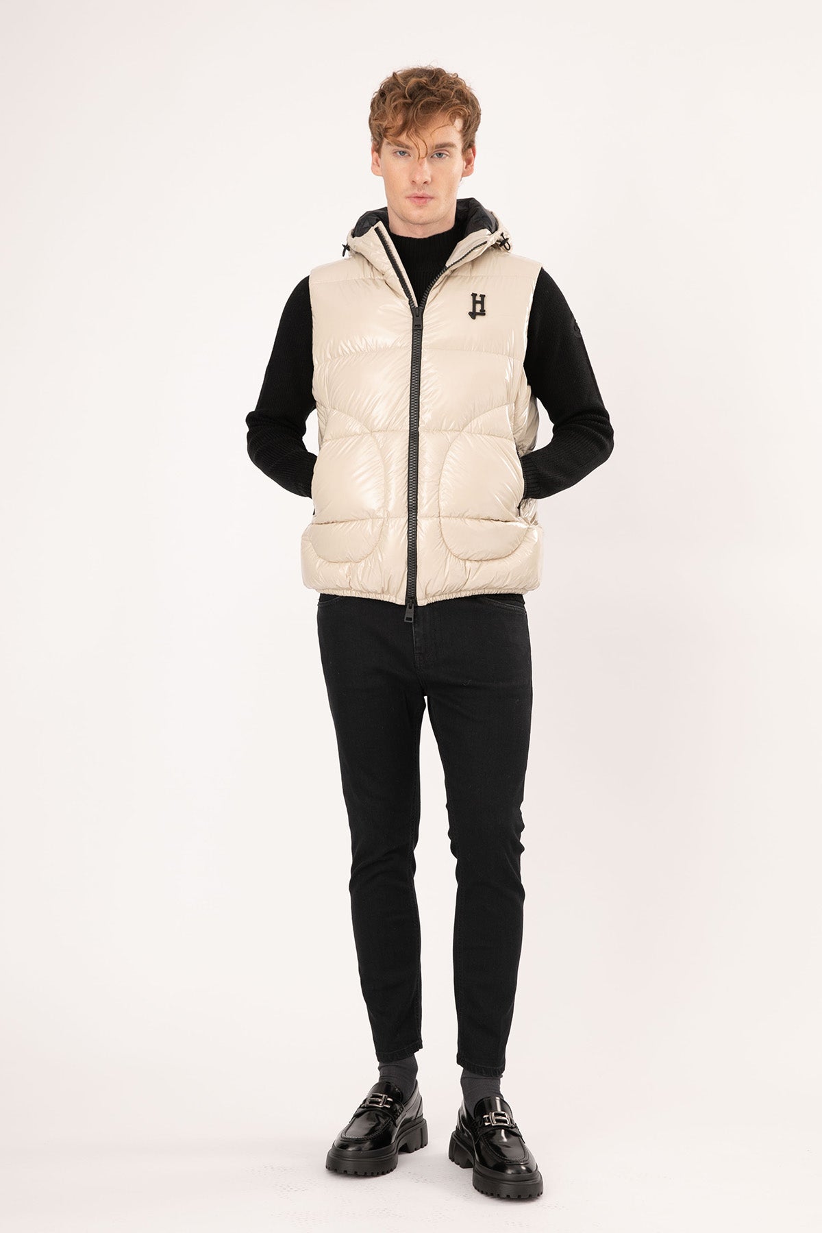 Herno Kapüşonlu Parlak Puffer Yelek-Libas Trendy Fashion Store