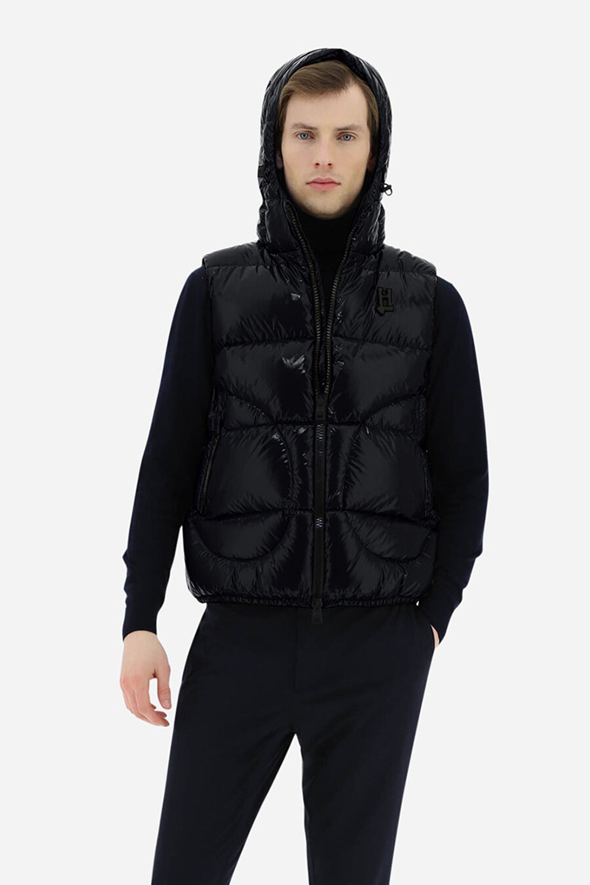 Herno Kapüşonlu Parlak Puffer Yelek-Libas Trendy Fashion Store