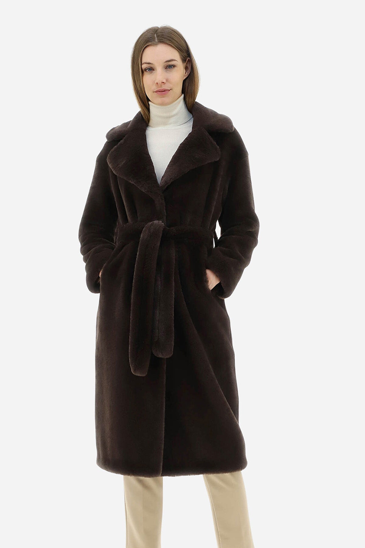 Herno Belden Kuşaklı Peluş Manto-Libas Trendy Fashion Store