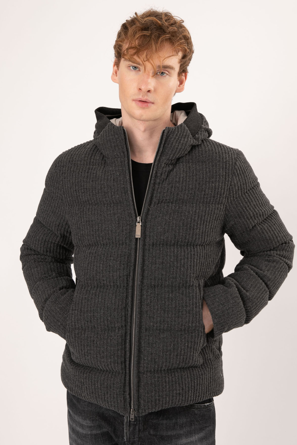 Herno Kapüşonlu Yün Puffer Mont-Libas Trendy Fashion Store