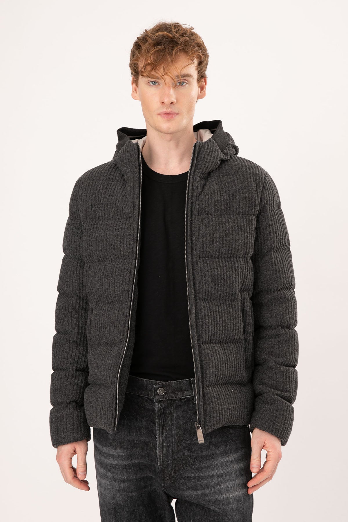 Herno Kapüşonlu Yün Puffer Mont-Libas Trendy Fashion Store