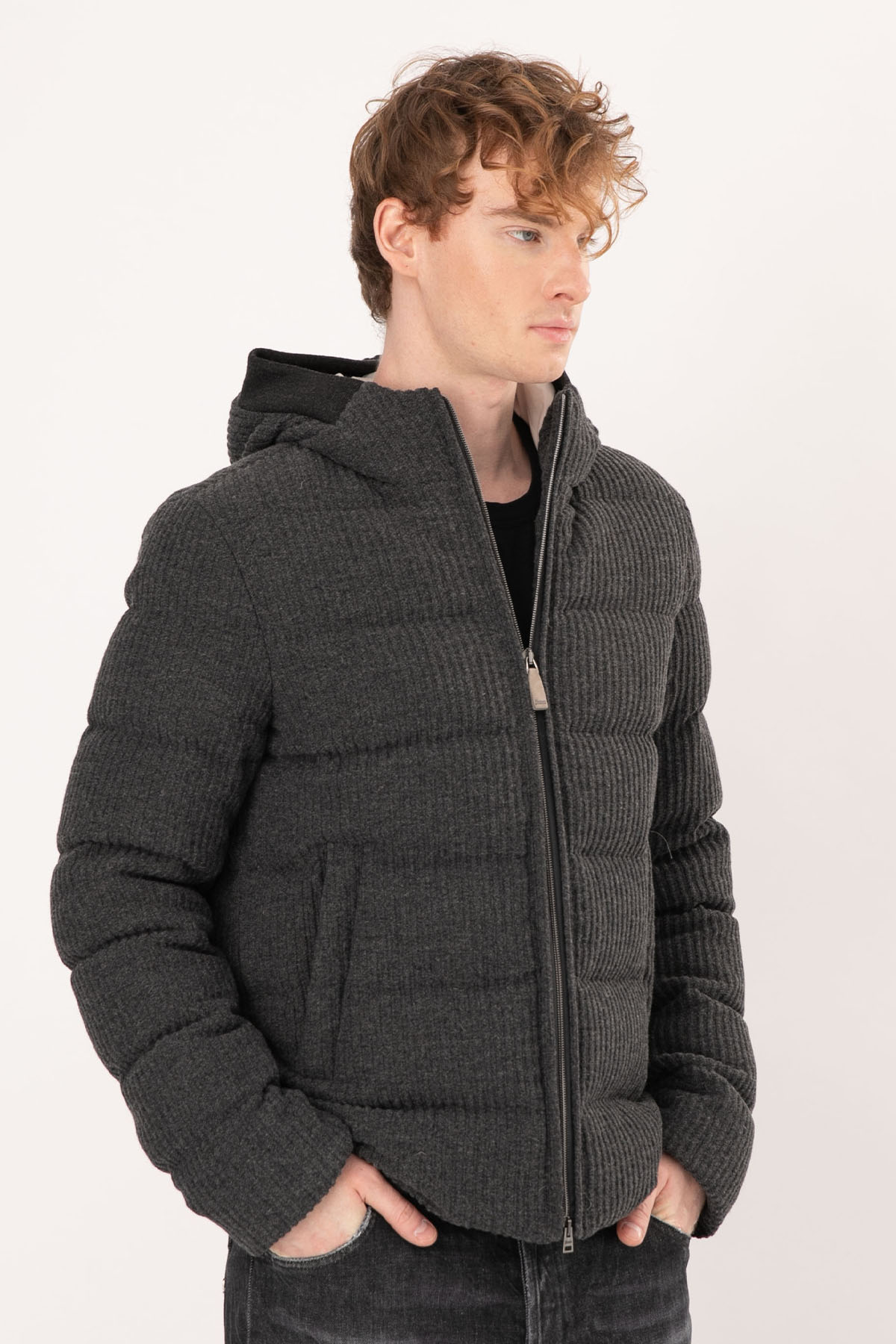 Herno Kapüşonlu Yün Puffer Mont-Libas Trendy Fashion Store