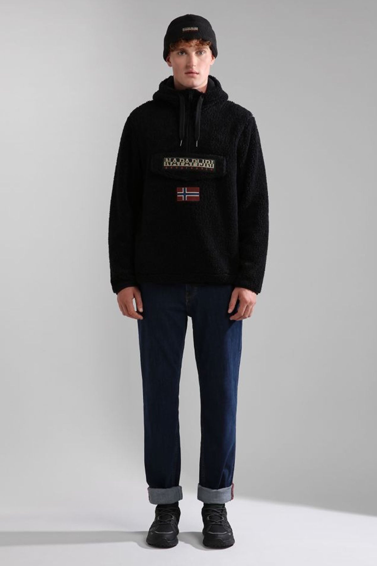 Napapijri Burgee Kanguru Cepli Kapüşonlu Unisex Polar Sweatshirt-Libas Trendy Fashion Store