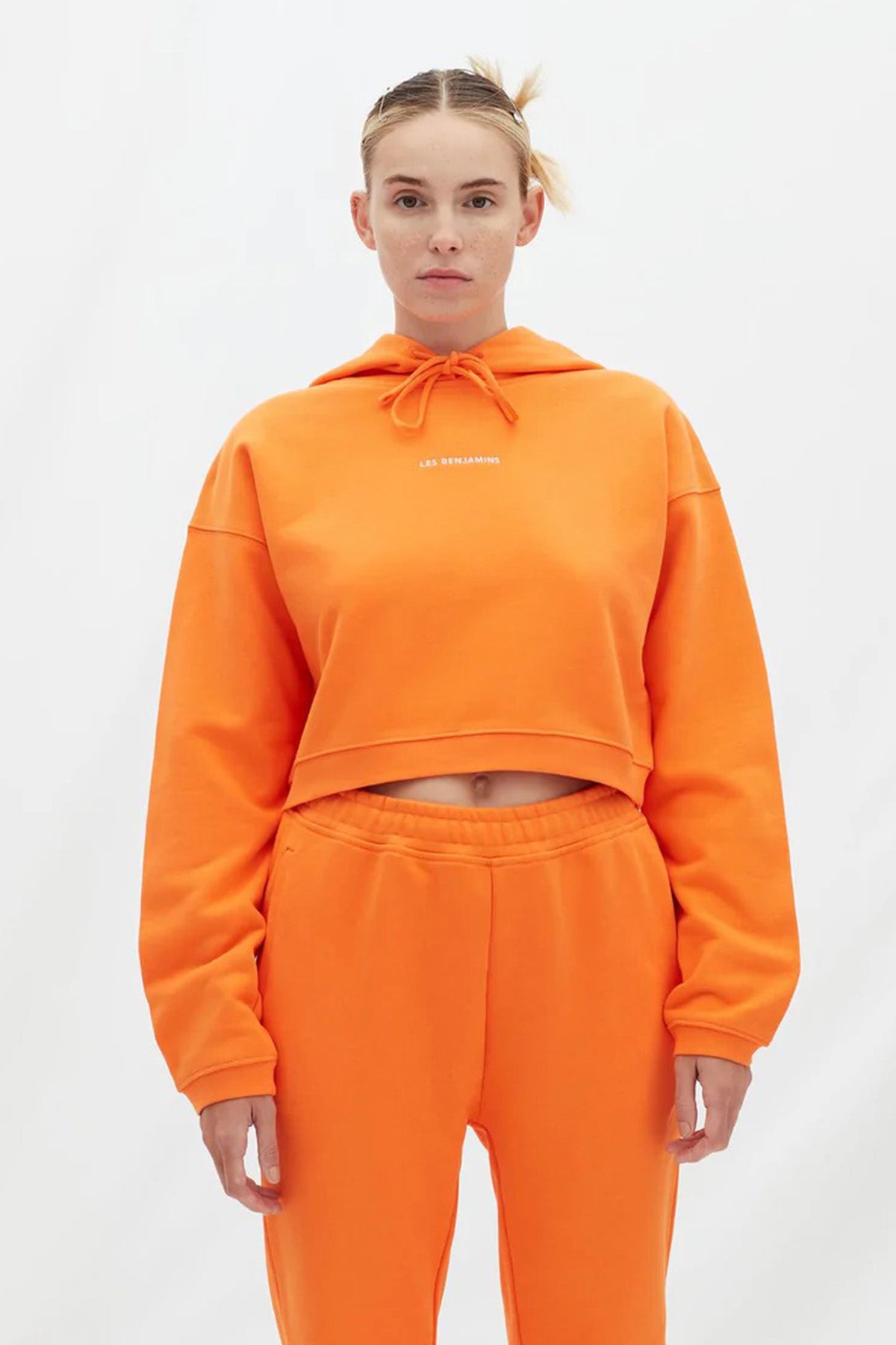 Les Benjamins Logolu Kapüşonlu Crop Sweatshirt-Libas Trendy Fashion Store