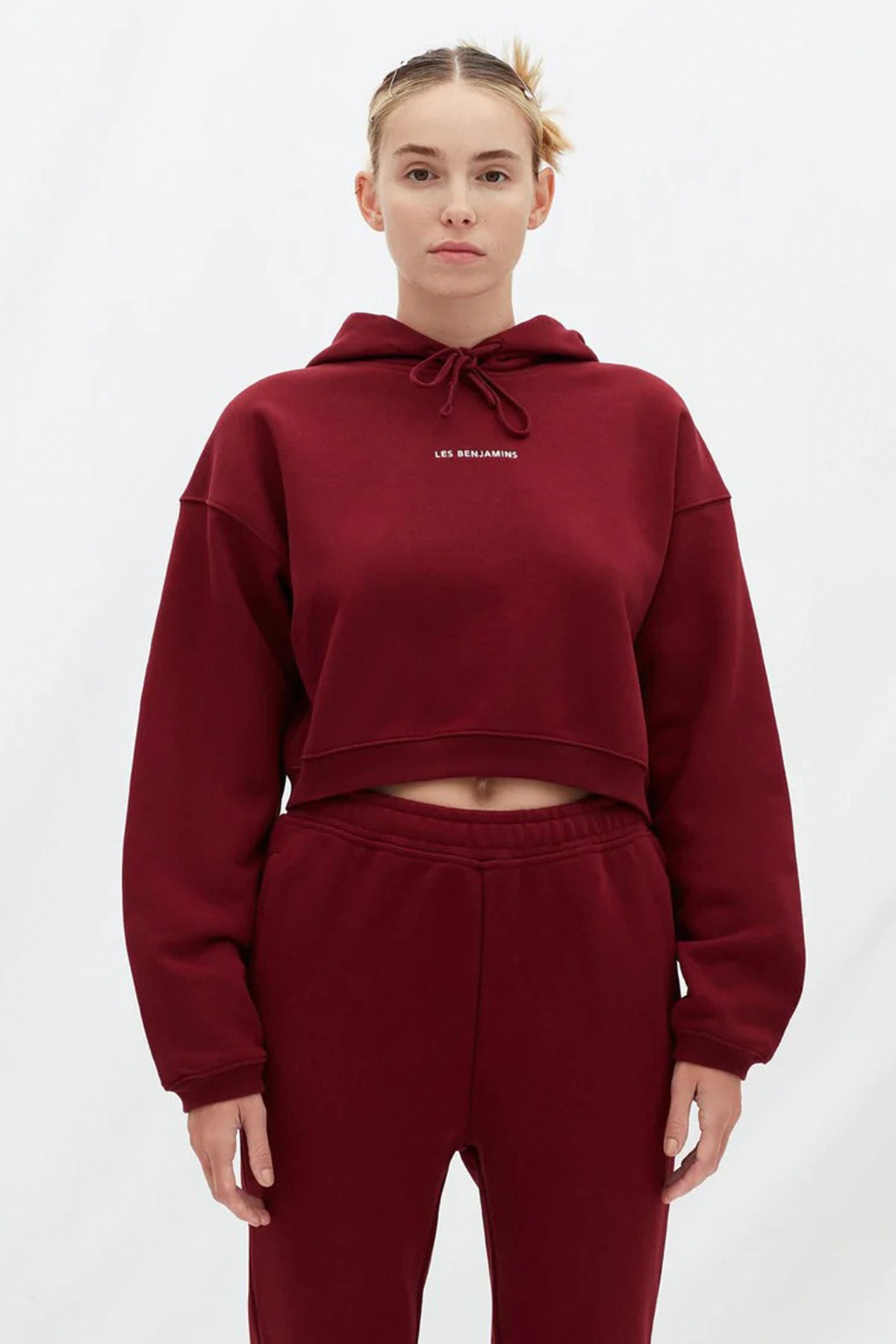 Les Benjamins Logolu Kapüşonlu Crop Sweatshirt-Libas Trendy Fashion Store