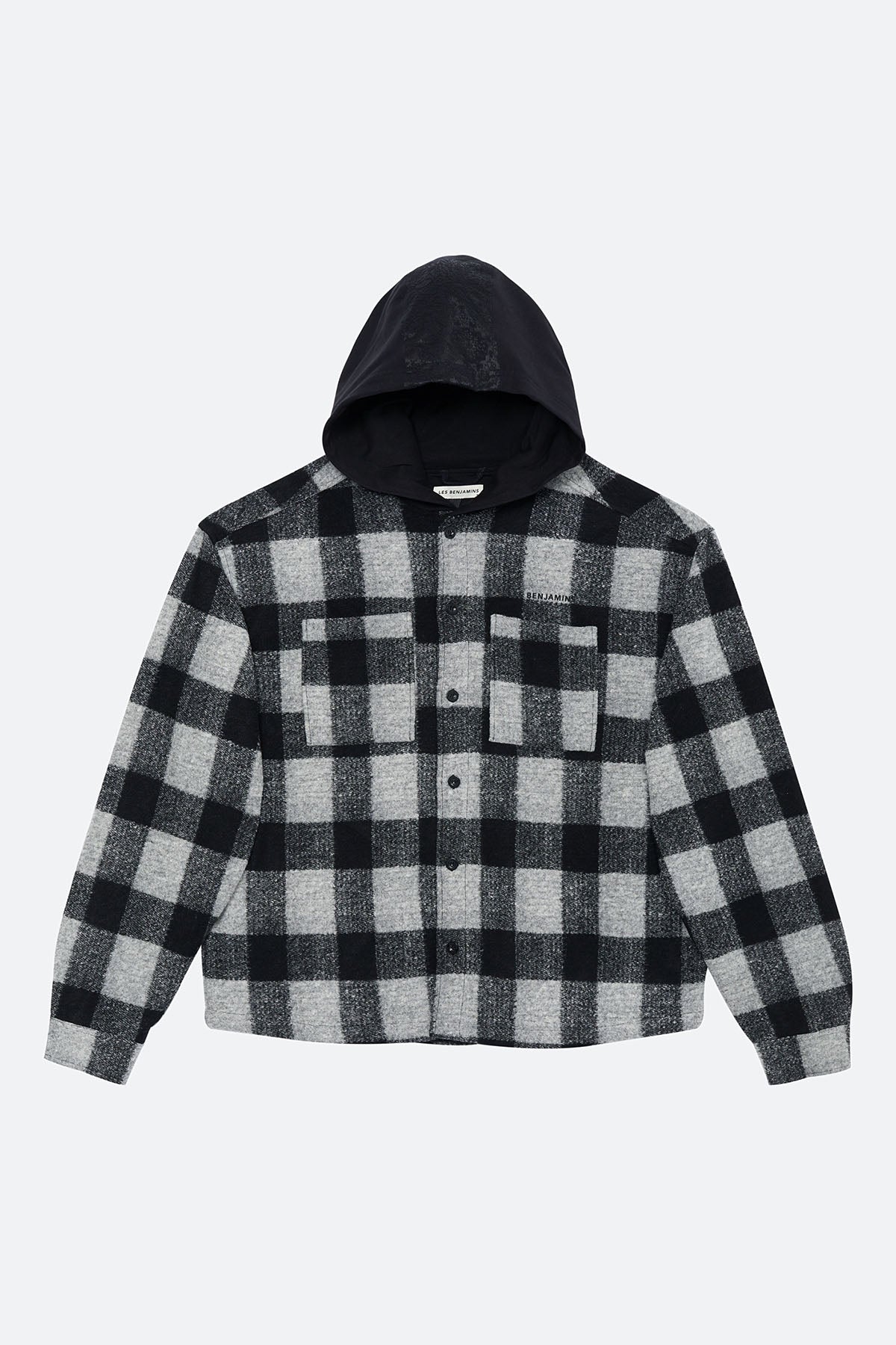 Les Benjamins Kapüşonlu Ekose Yün Gömlek Ceket-Libas Trendy Fashion Store