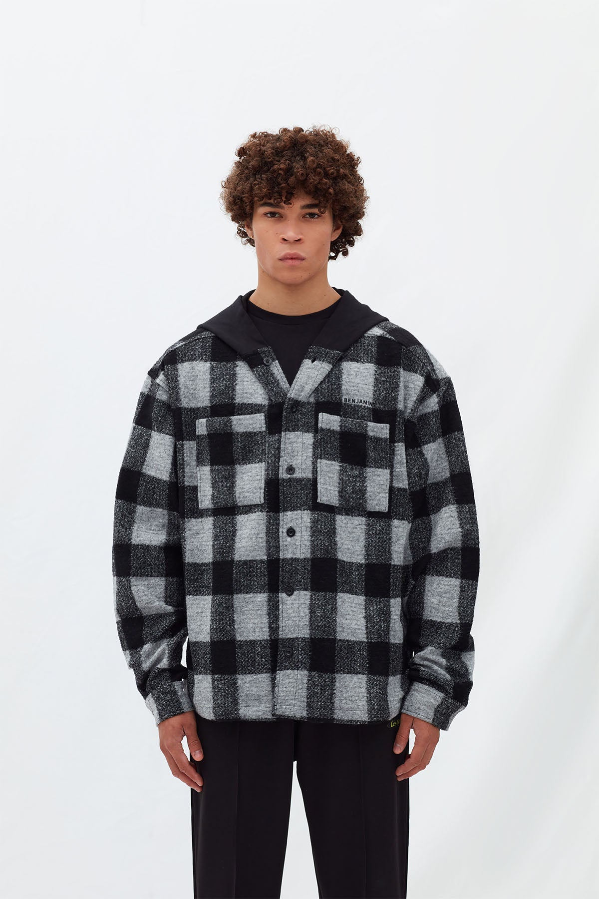 Les Benjamins Kapüşonlu Ekose Yün Gömlek Ceket-Libas Trendy Fashion Store