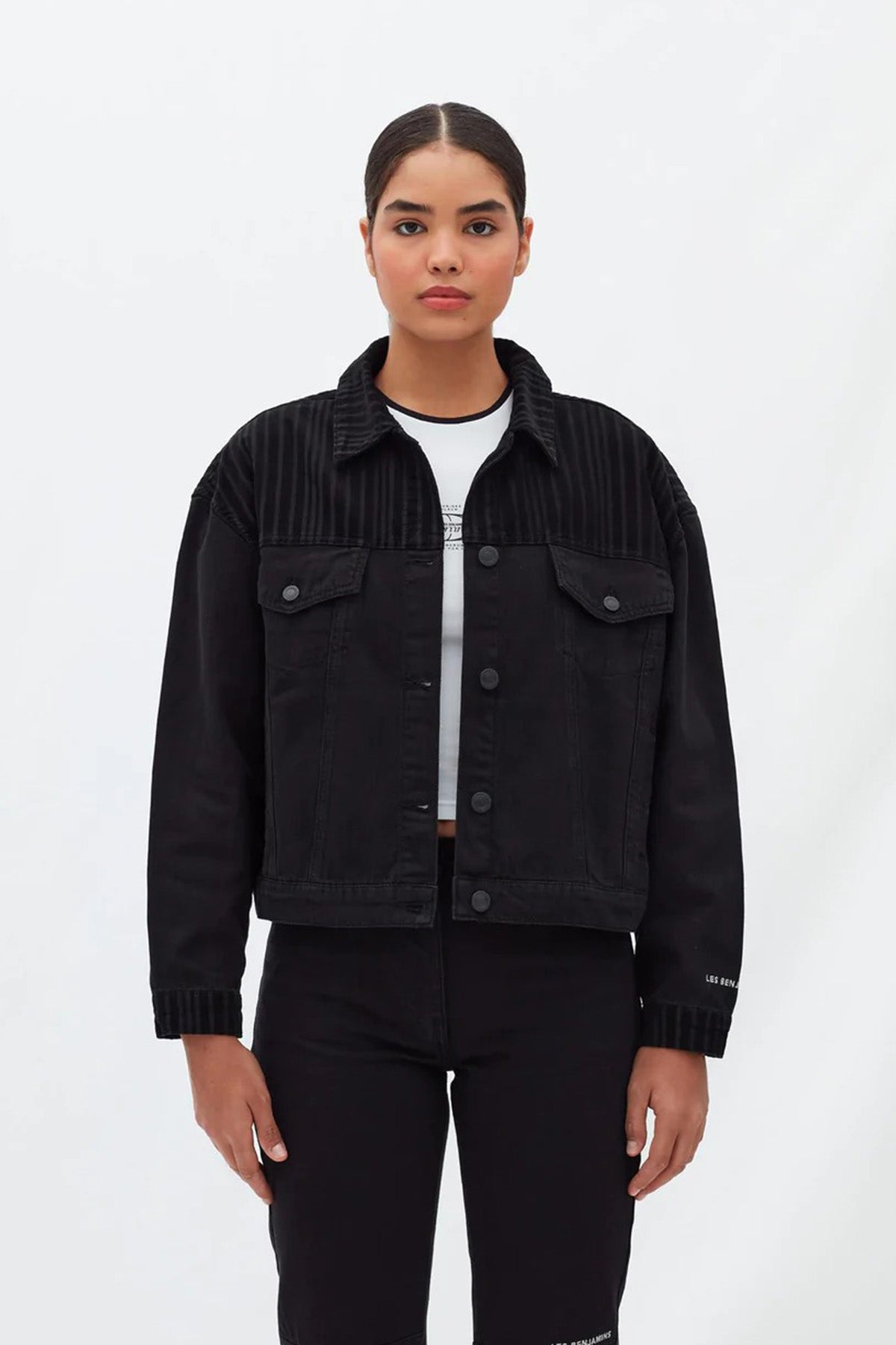 Les Benjamins Fitilli Kadife Detaylı Denim Ceket-Libas Trendy Fashion Store