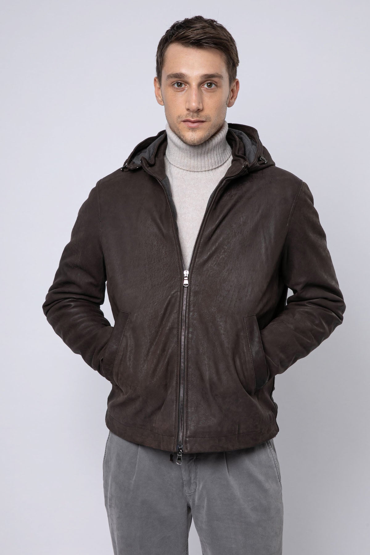 Fradi Dirk Kapüşonlu Deri Mont-Libas Trendy Fashion Store