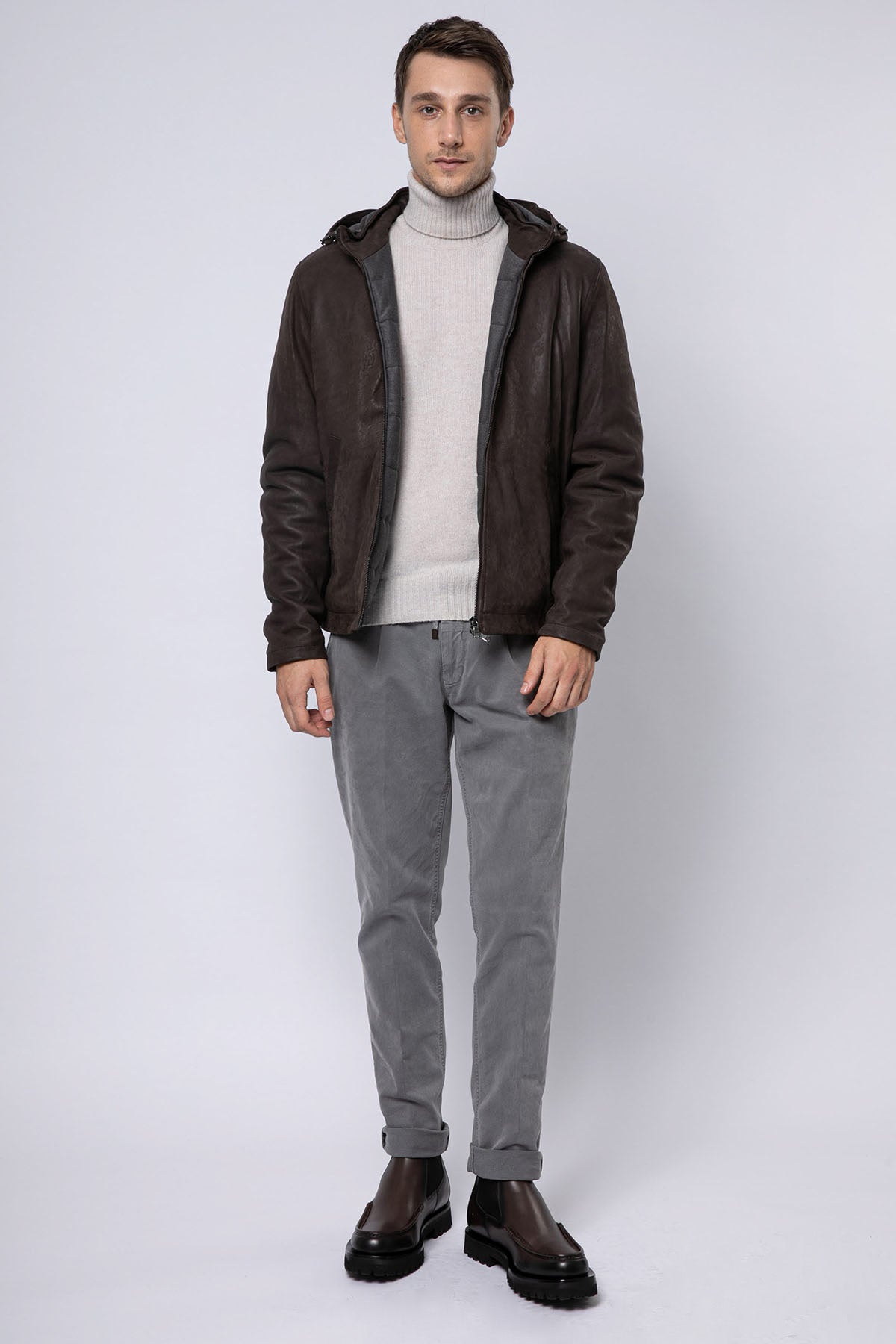 Fradi Dirk Kapüşonlu Deri Mont-Libas Trendy Fashion Store