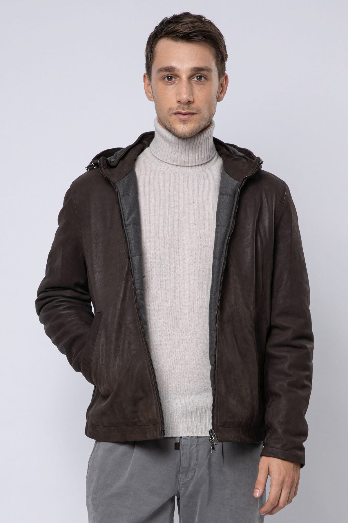 Fradi Dirk Kapüşonlu Deri Mont-Libas Trendy Fashion Store