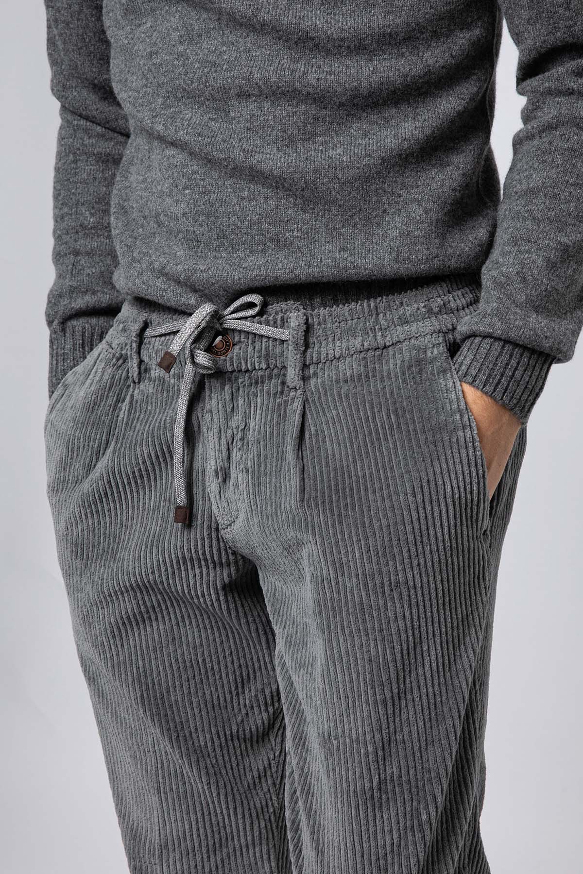 Fradi Smooth Fit Fitilli Kadife Beli Lastikli Tek Pile Streç Pantolon-Libas Trendy Fashion Store