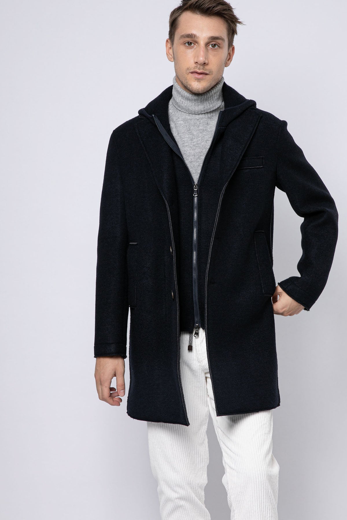 Fradi Demonte İç Yelekli Kapüşonlu Yün Palto-Libas Trendy Fashion Store