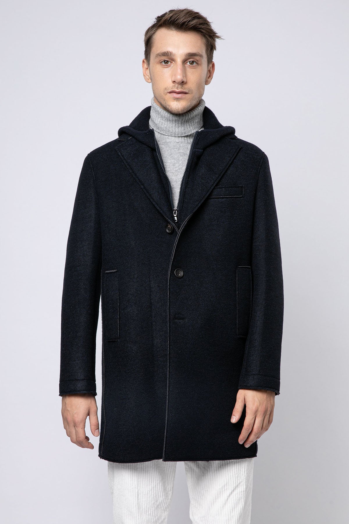 Fradi Demonte İç Yelekli Kapüşonlu Yün Palto-Libas Trendy Fashion Store