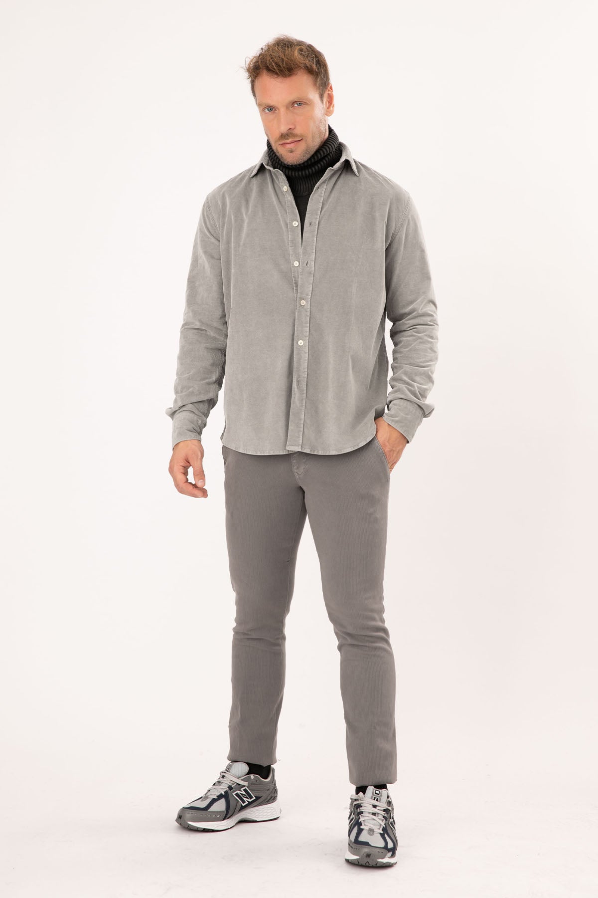 Fradi Klasik Yaka Kadife Streç Gömlek-Libas Trendy Fashion Store