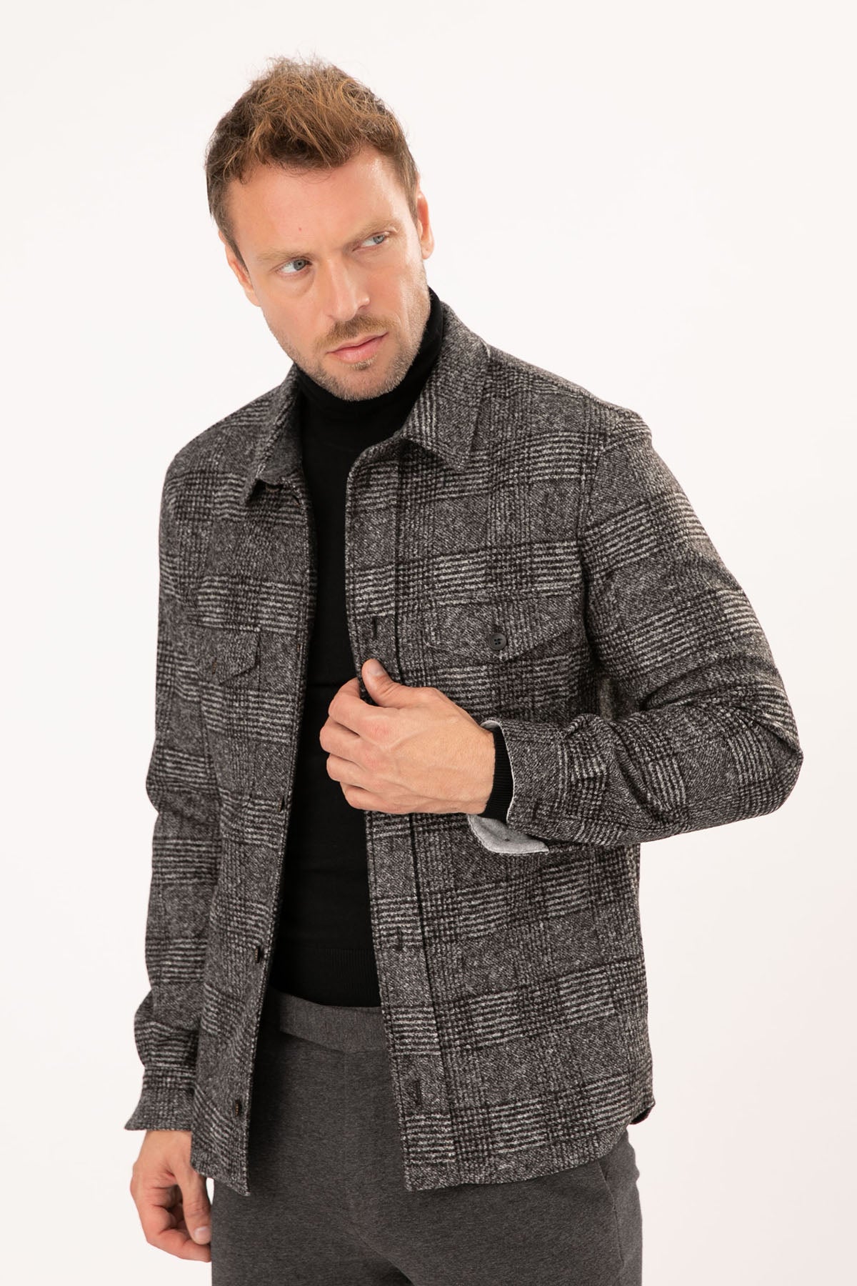 Fradi Homer Ekose Desenli Yün Gömlek Ceket-Libas Trendy Fashion Store