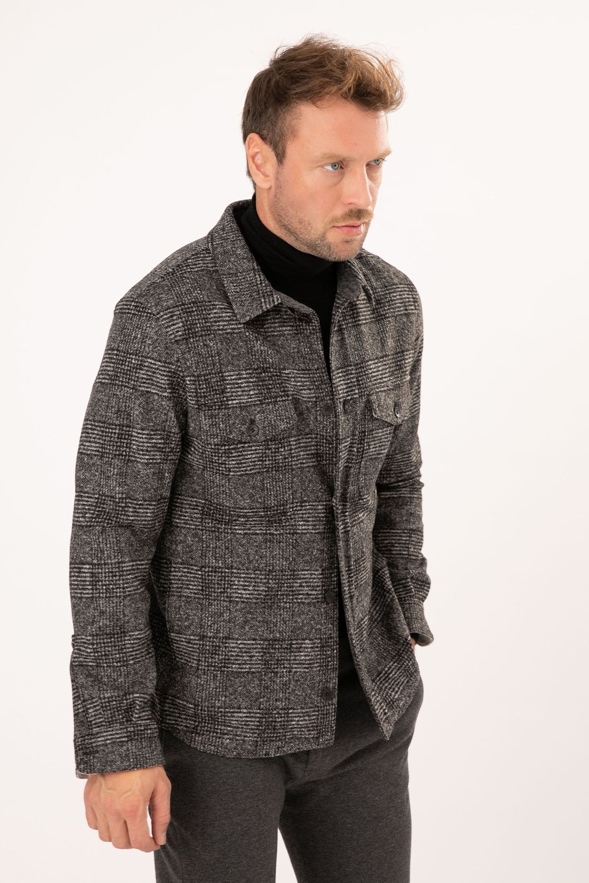 Fradi Homer Ekose Desenli Yün Gömlek Ceket-Libas Trendy Fashion Store