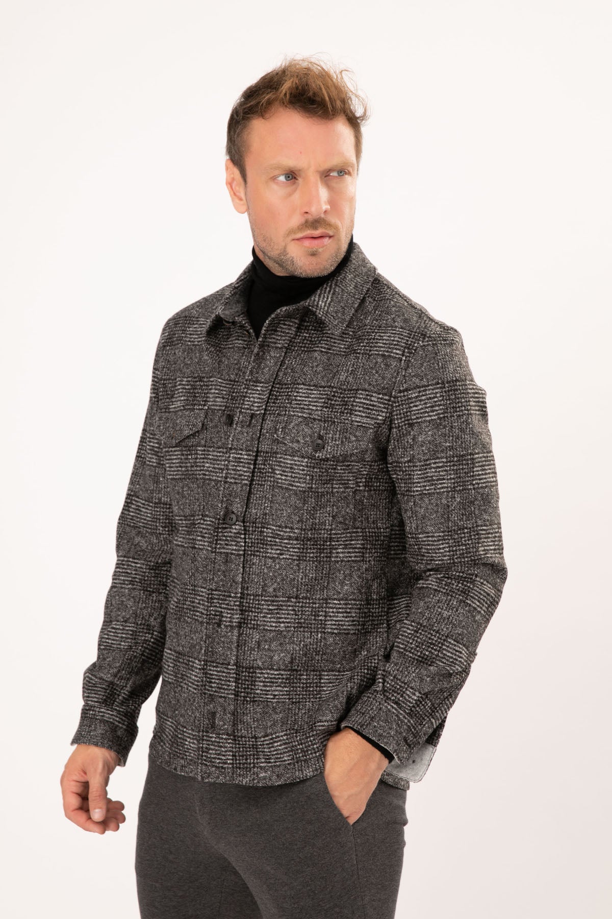 Fradi Homer Ekose Desenli Yün Gömlek Ceket-Libas Trendy Fashion Store